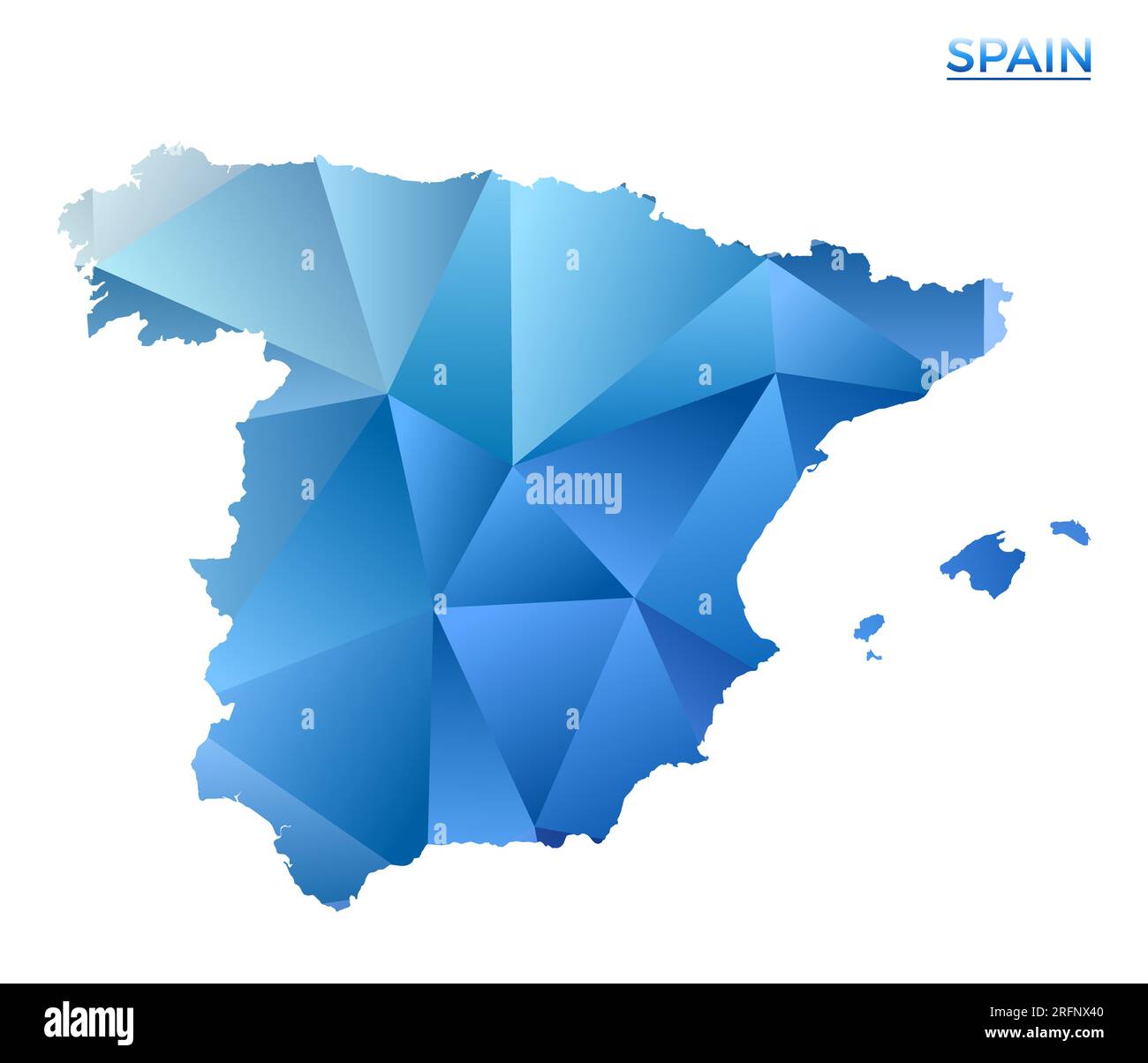 Mappa vettoriale poligonale della Spagna. Vivace campagna geometrica in basso stile poli. Illustrazione di classe per le vostre infografiche. Illustrazione Vettoriale