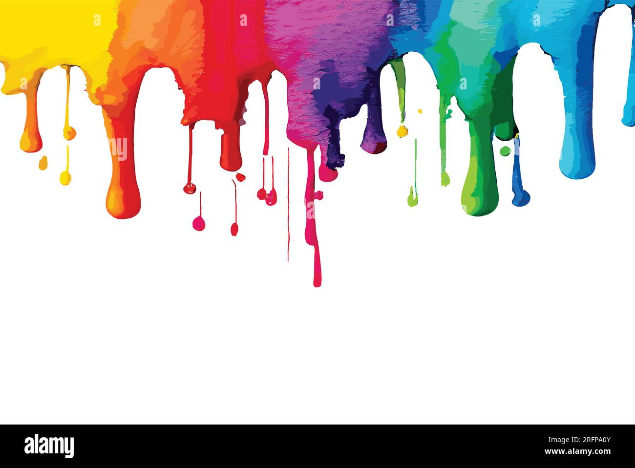 Colorazione gradiente arcobaleno ad acquerello astratto. Gocce di acquerello isolate su sfondo bianco. Illustrazione Vettoriale