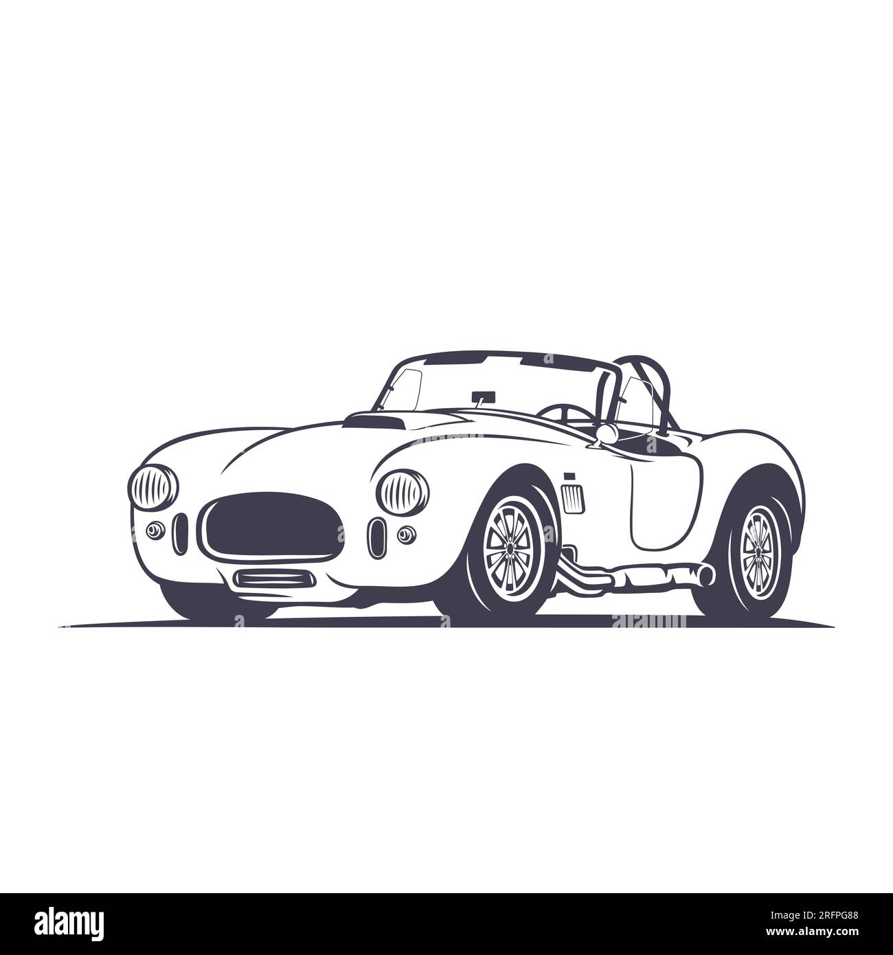 Shelby Cobra Car Design Template. Auto sportiva d'epoca classica. Vettore e illustrazione. Illustrazione Vettoriale