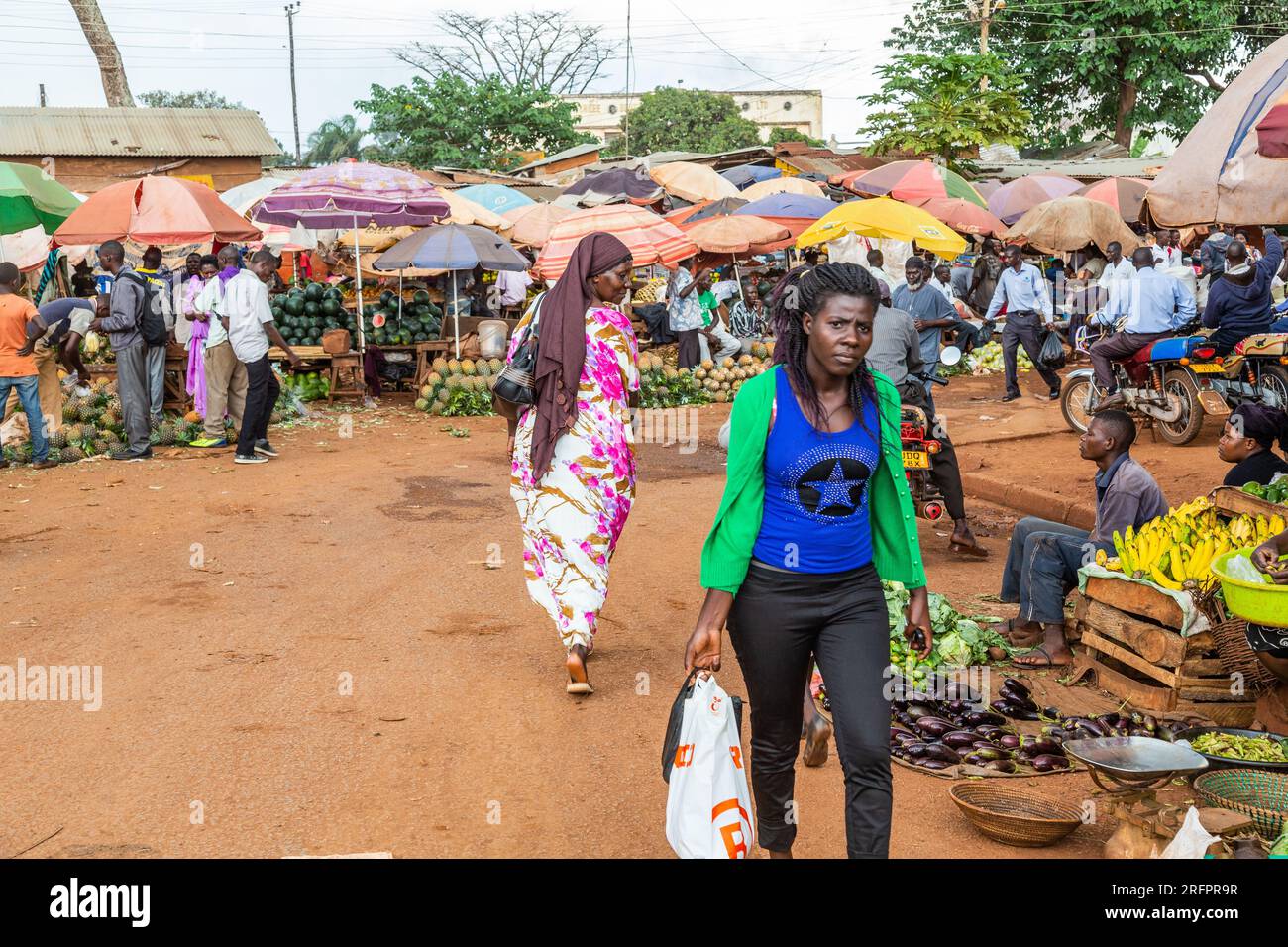 Panoramica del mercato Jinja, Uganda. Foto Stock