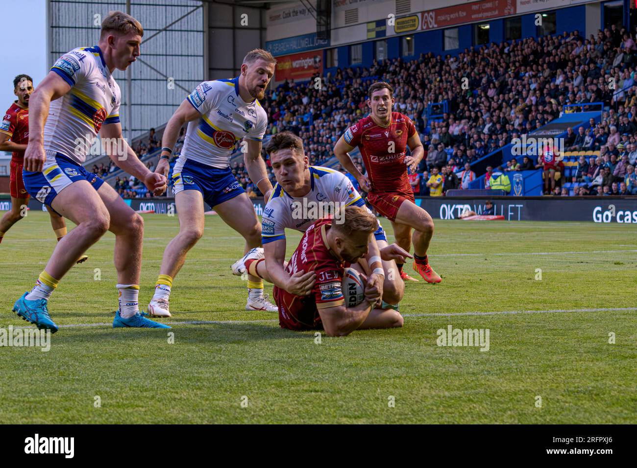 Halliwell Jones Stadium, Warrington, Inghilterra. 4 agosto 2023. Warrington Wolves contro Catalans Dragons, Betfred Super League. Credito: Mark Percy/Alamy Foto Stock