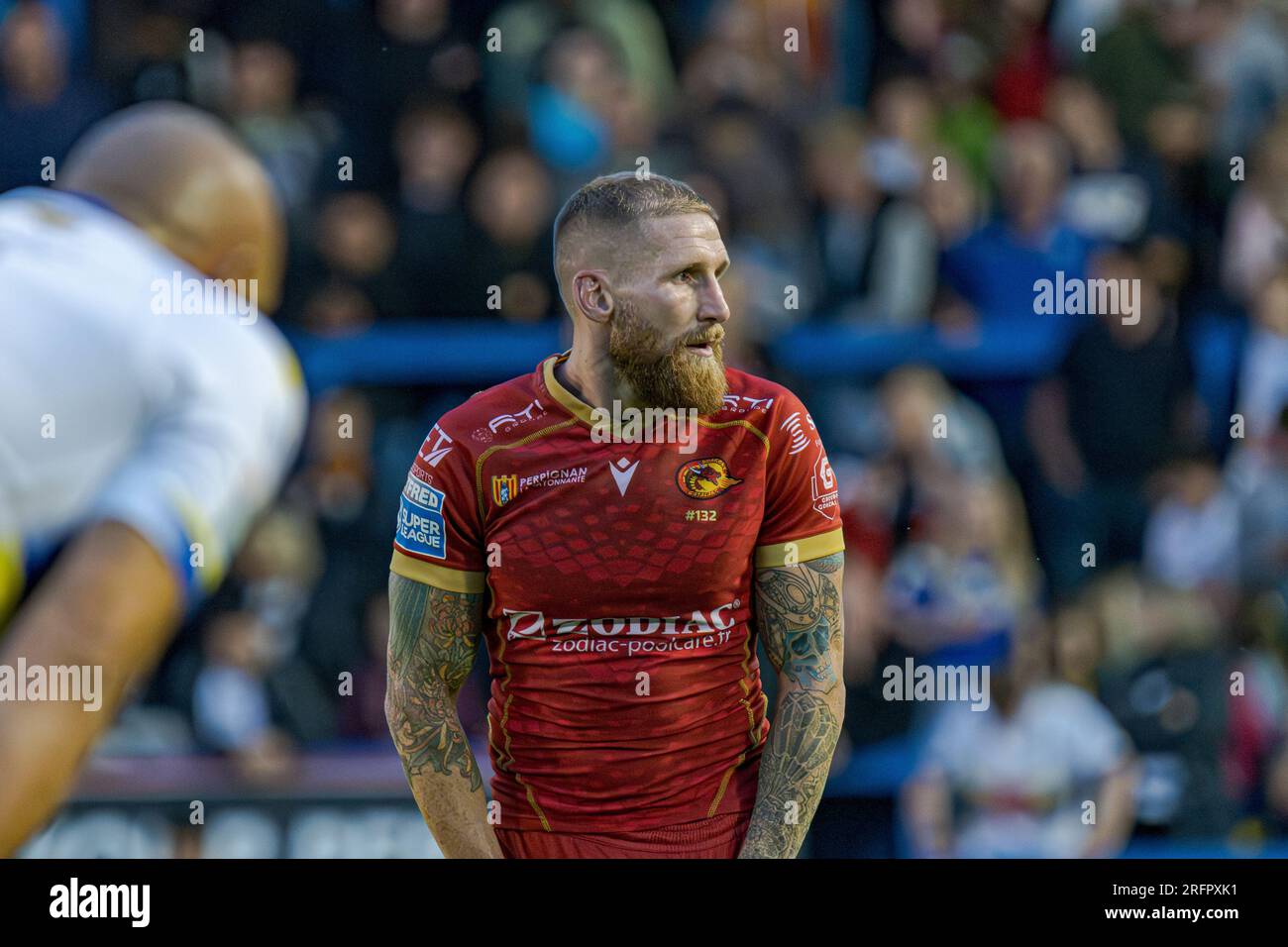 Halliwell Jones Stadium, Warrington, Inghilterra. 4 agosto 2023. Warrington Wolves contro Catalans Dragons, Betfred Super League. Credito: Mark Percy/Alamy Foto Stock