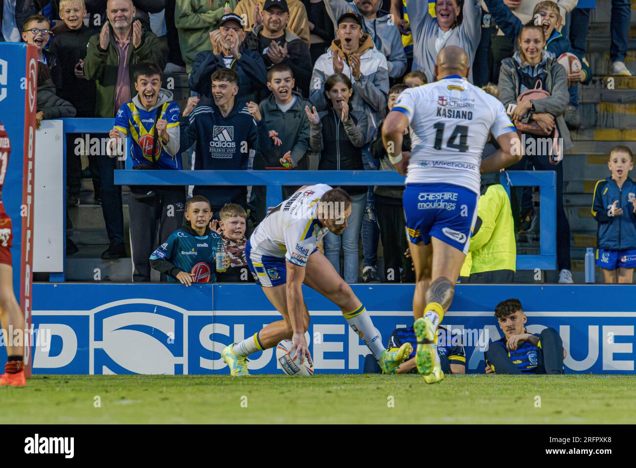 Halliwell Jones Stadium, Warrington, Inghilterra. 4 agosto 2023. Warrington Wolves contro Catalans Dragons, Betfred Super League. Credito: Mark Percy/Alamy Foto Stock