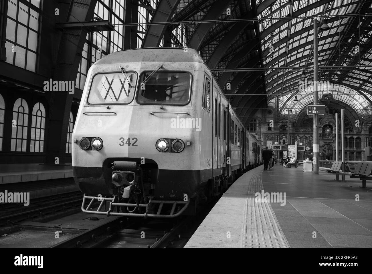 Stazione di Anversa (Anversa-Centraal) , situata ad Anversa. Fu costruita tra il 1895 e il 1905, considerata la quarta stazione ferroviaria più bella Foto Stock