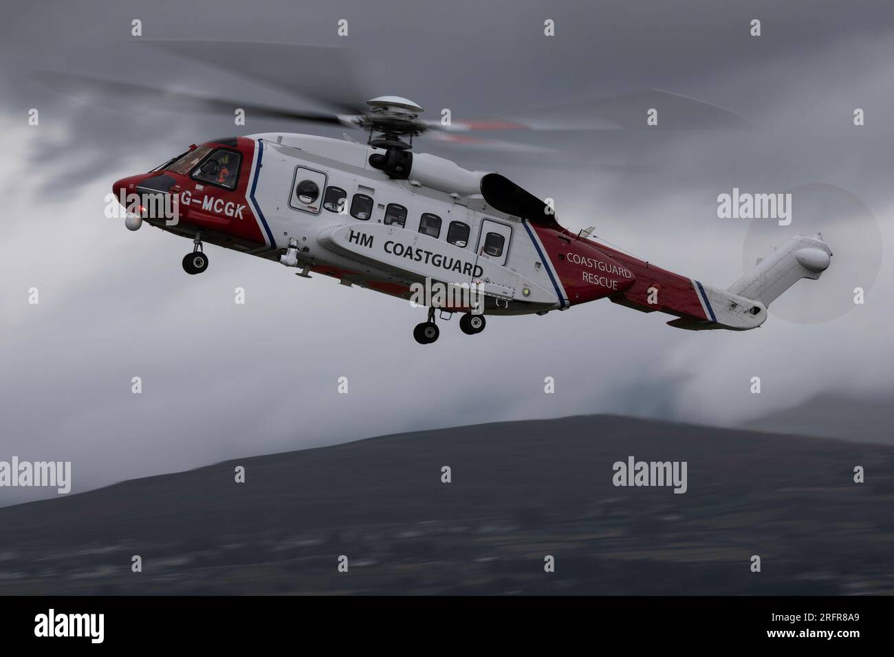 Elicottero Coastguard Rescue all'aeroporto di Caernarfon Foto Stock