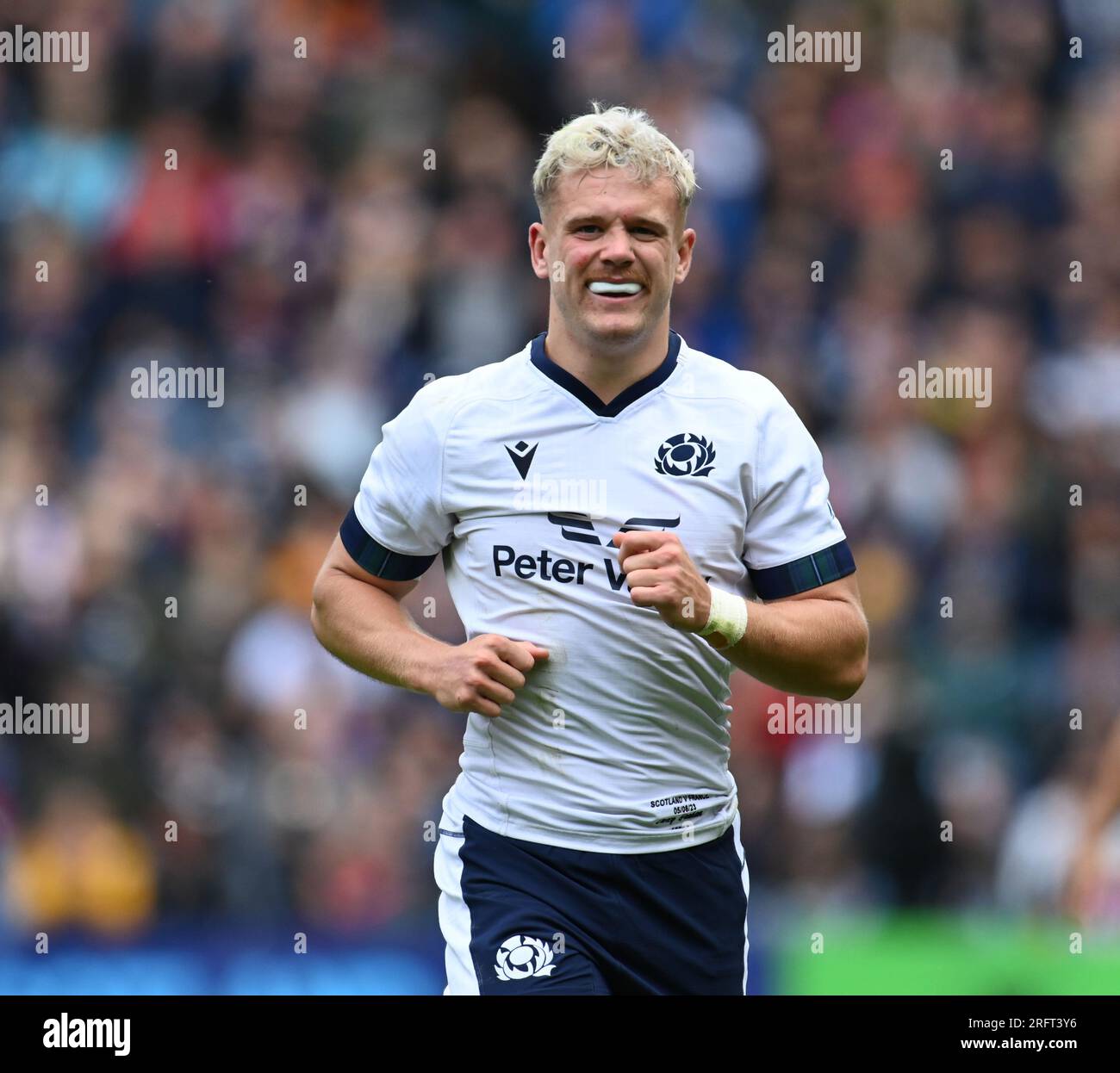Scottish gas Murrayfield.Edinburgh.Scotland, Regno Unito. 5 agosto 2023. Scozia contro Francia. La famosa Grouse Nations Series 2023. Darcy Graham, marcatore delle mete degli Scotlands. Crediti: eric mccowat/Alamy Live News Foto Stock