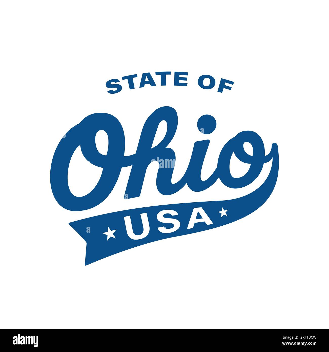 Design delle lettere dello stato dell'Ohio. Ohio, Stati Uniti, progettazione tipografica. Ohio, text design. Vettore e illustrazione. Illustrazione Vettoriale