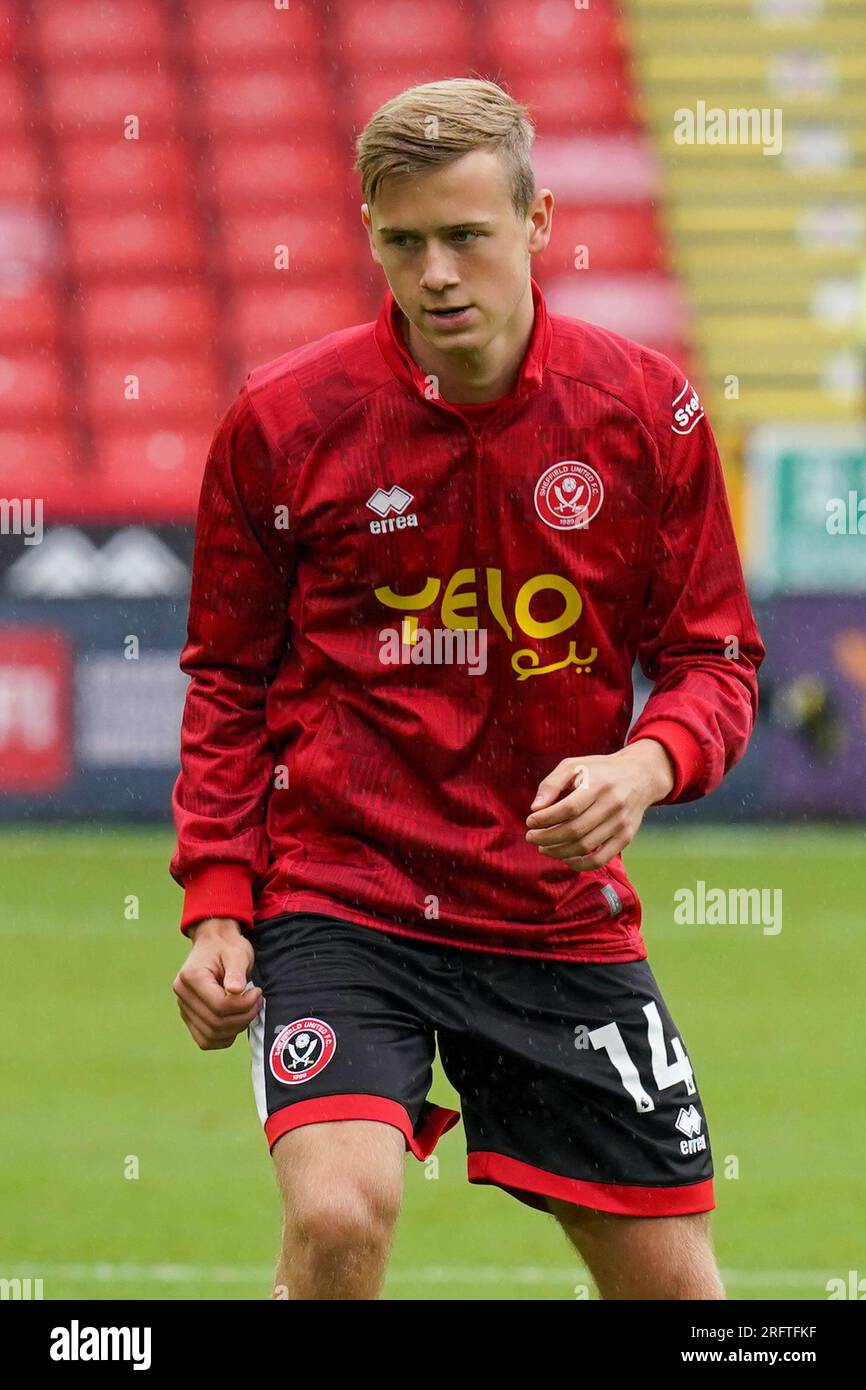 Sheffield, Regno Unito. 5 agosto 2023. Sheffield United Billy Blacker durante la partita amichevole pre-stagionale tra Sheffield United FC e VfB Stuttgart FC a Bramall Lane, Sheffield, Regno Unito il 5 agosto 2023 Credit: Every Second Media/Alamy Live News Foto Stock