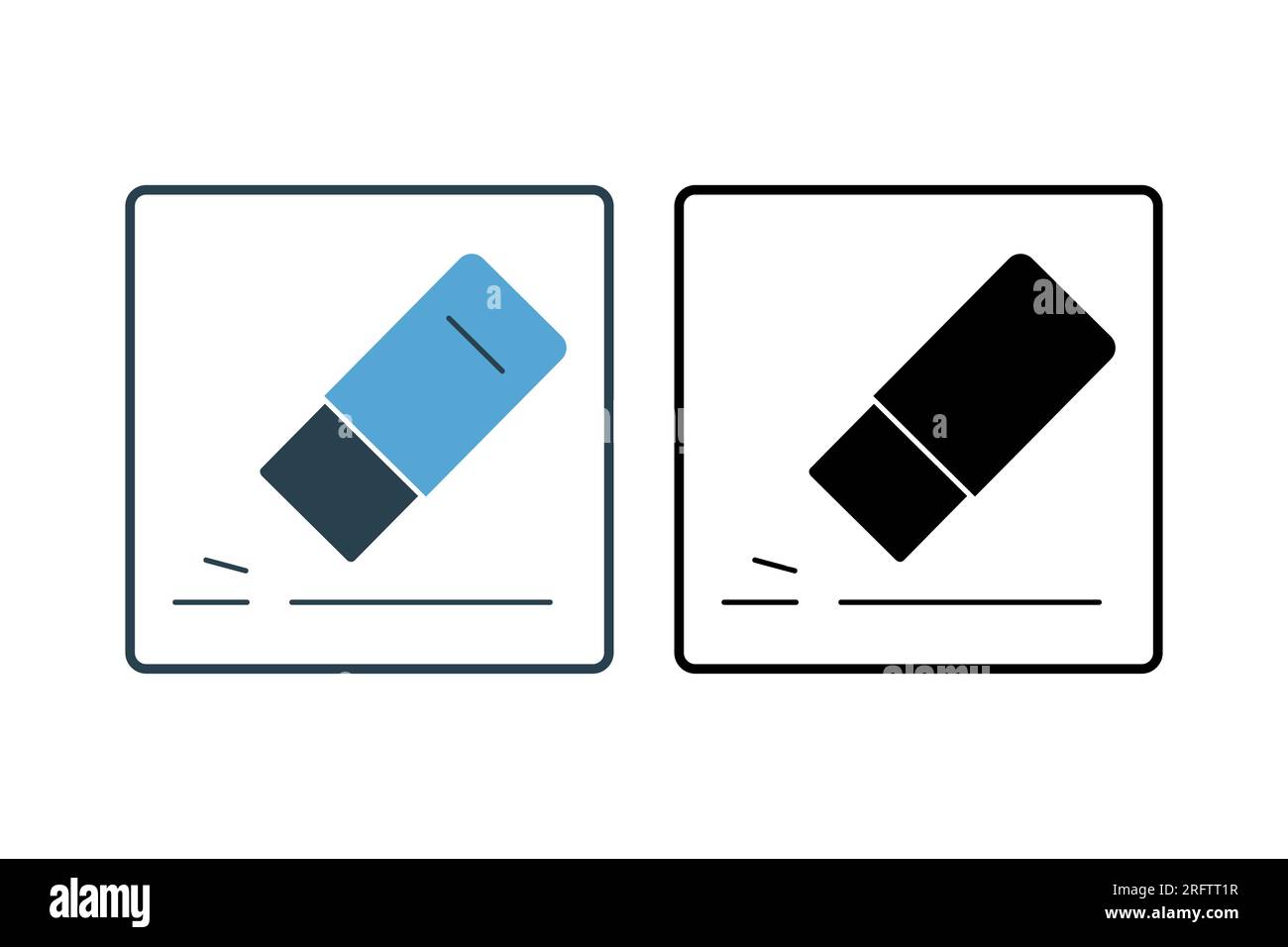 Icona gomma. Icona relativa alla cancelleria. stile icona a tinta unita. Semplice progettazione vettoriale modificabile Illustrazione Vettoriale