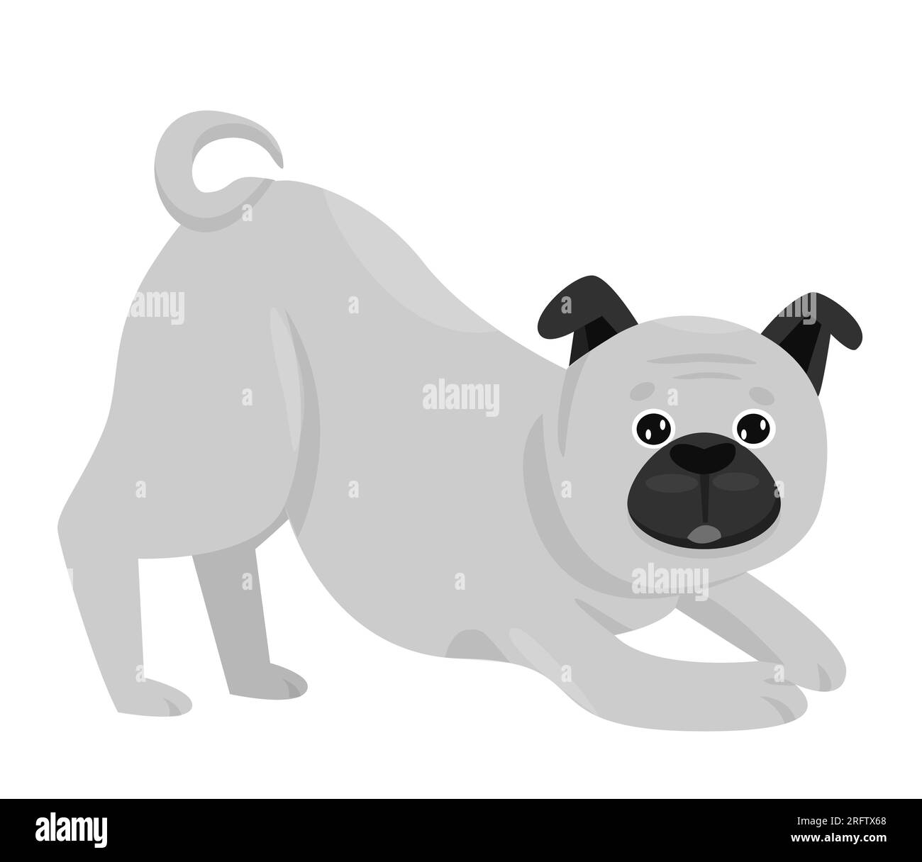 Razza di cane Pug. Giocoso cane, amico di famiglia, simpatico cucciolo vettoriale Illustrazione Vettoriale