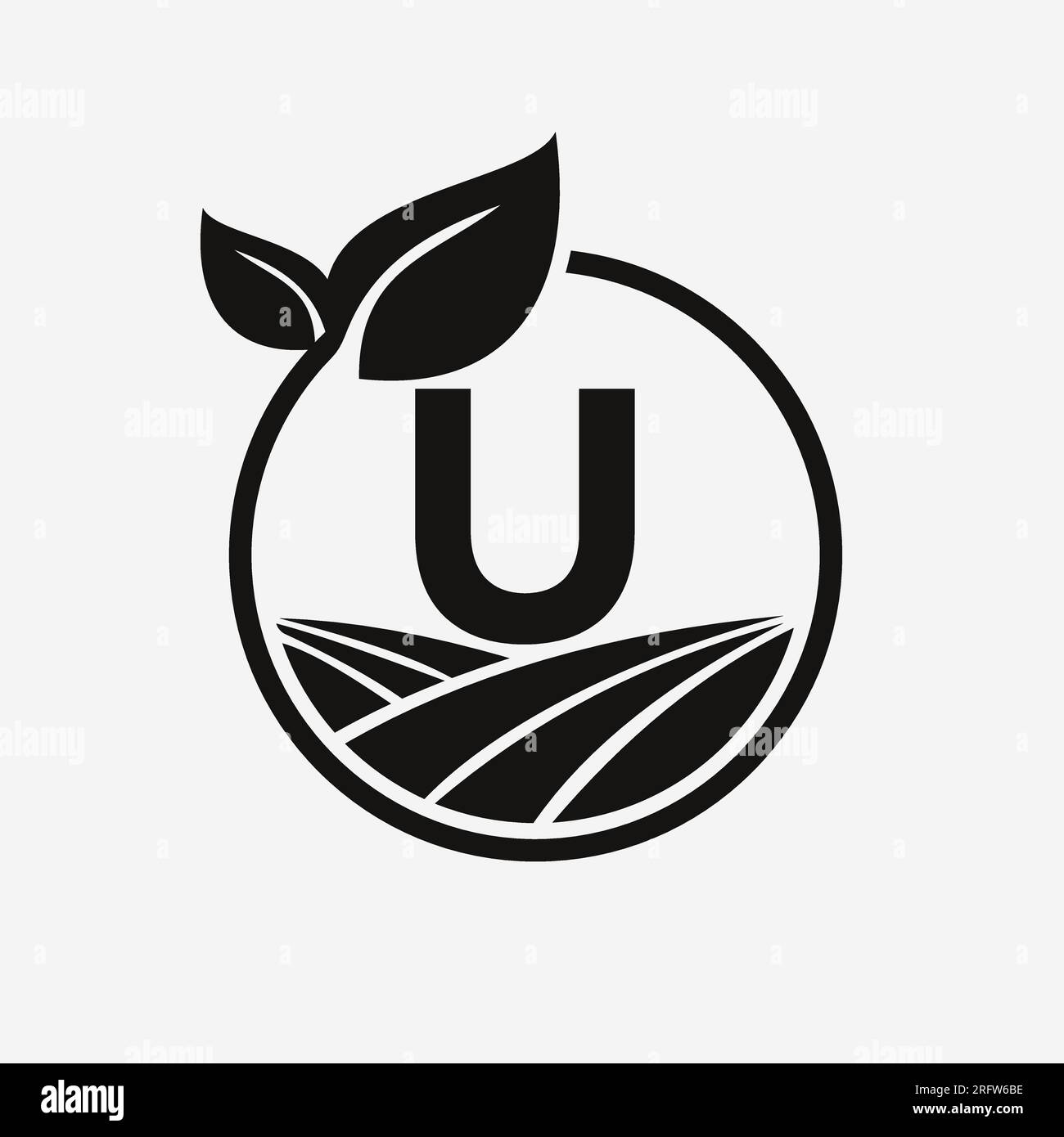 Logo Letter U Agriculture. Modello simbolo logotipo agricoltura Illustrazione Vettoriale