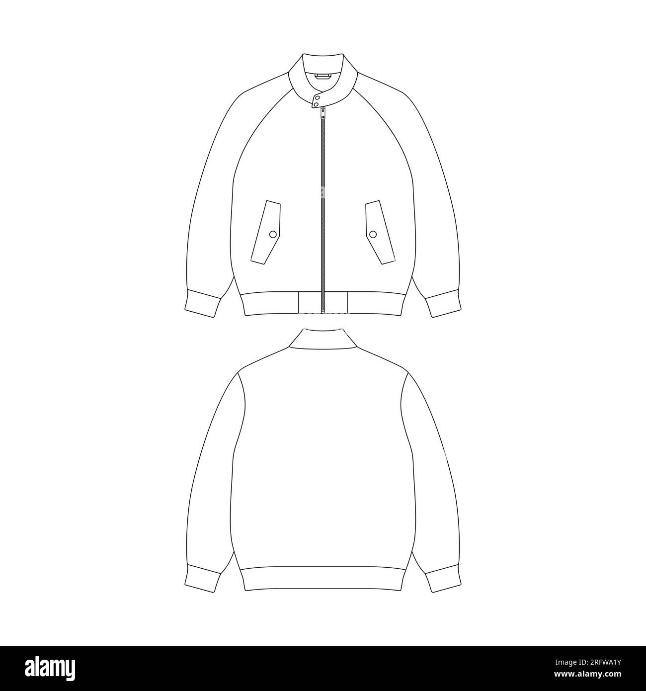 Modello di giacca baracuta illustrazione vettoriale design piatto per la collezione di abbigliamento Illustrazione Vettoriale