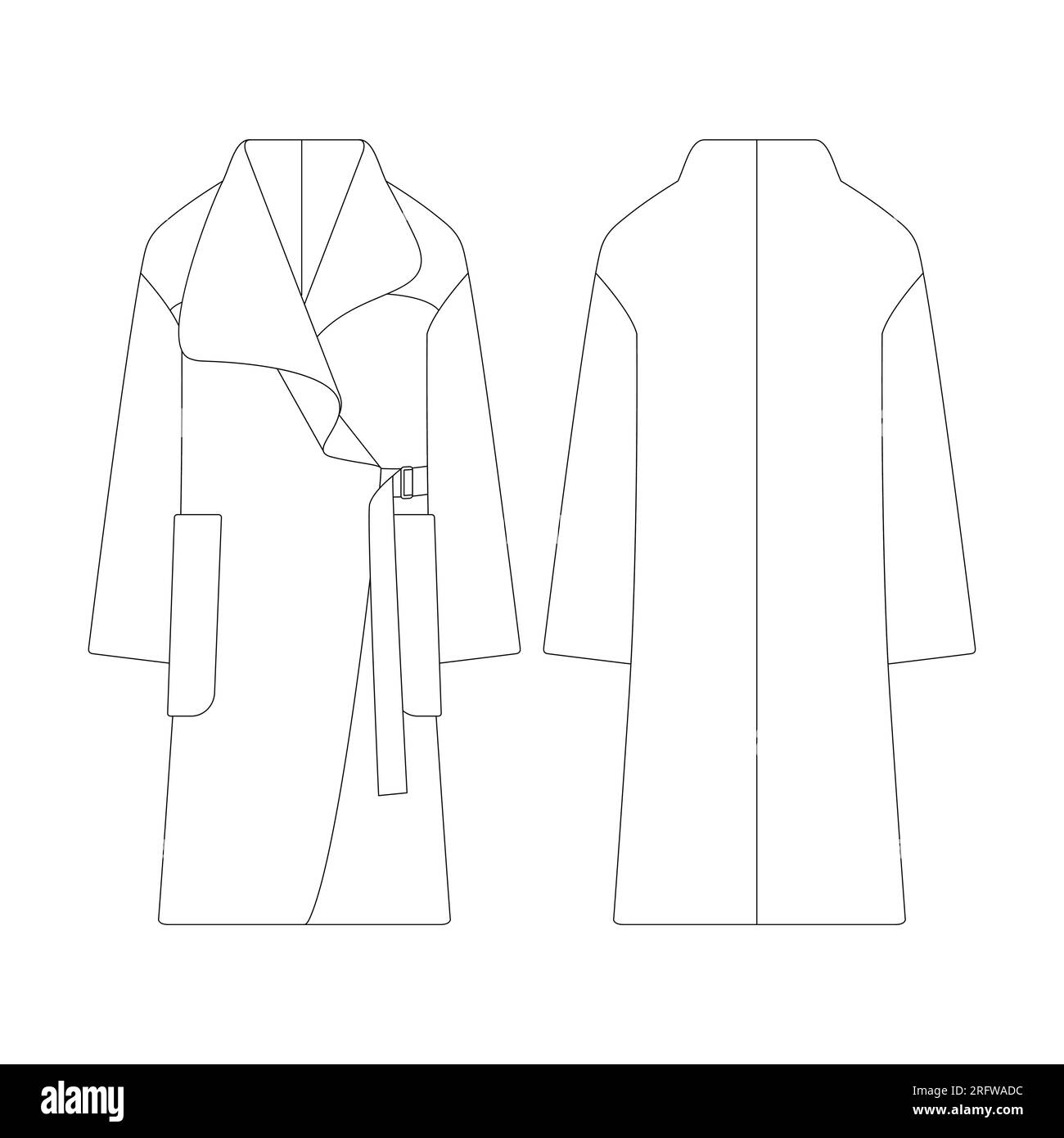 Cappotto da donna con colletto in misto misto misto motivo vettoriale con disegno piatto per outerwear della collezione di abbigliamento Illustrazione Vettoriale