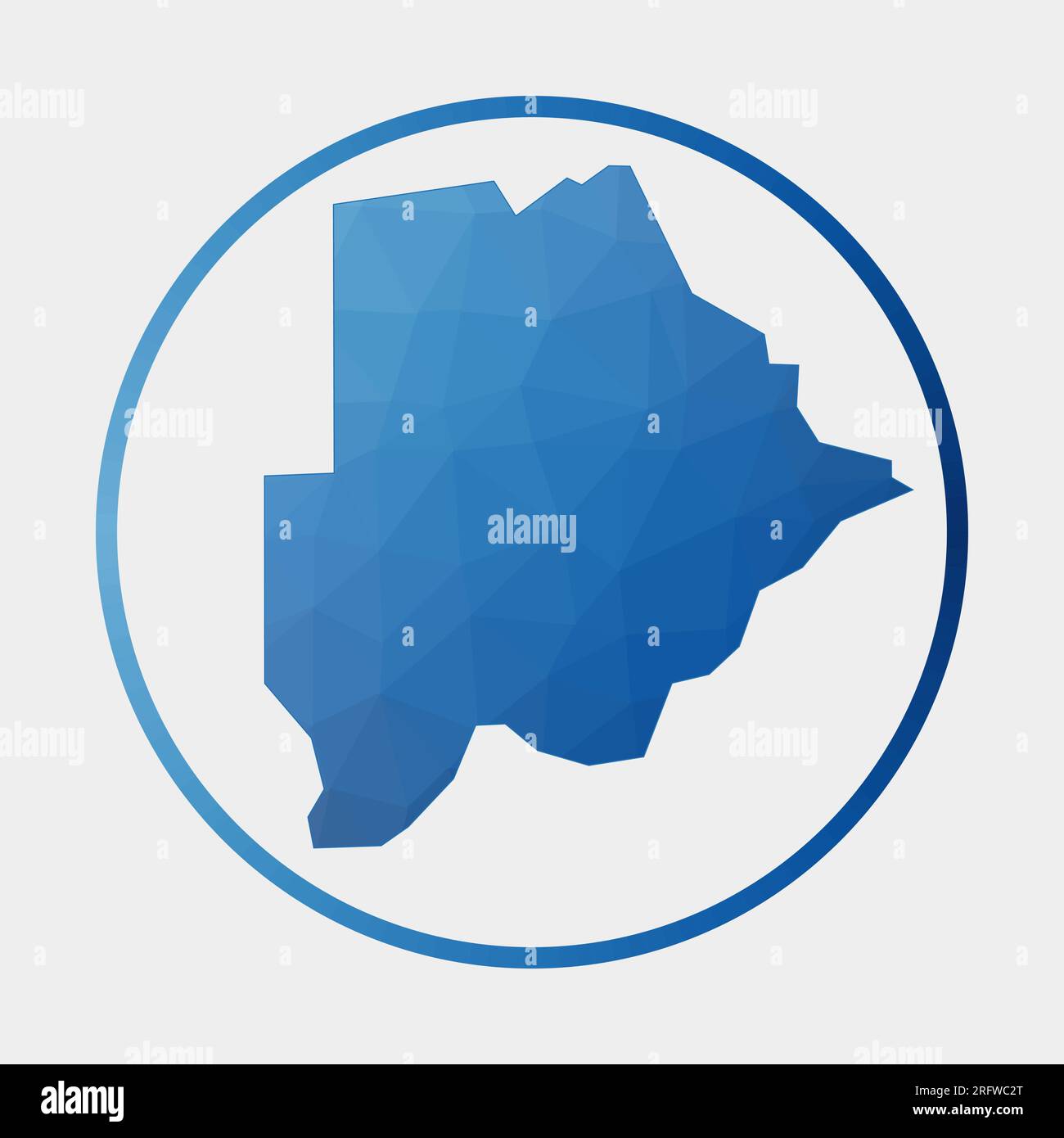 Icona del Botswana. Mappa poligonale del paese in anello gradiente. Cartello rotondo basso in polietilene del Botswana. Illustrazione vettoriale. Illustrazione Vettoriale