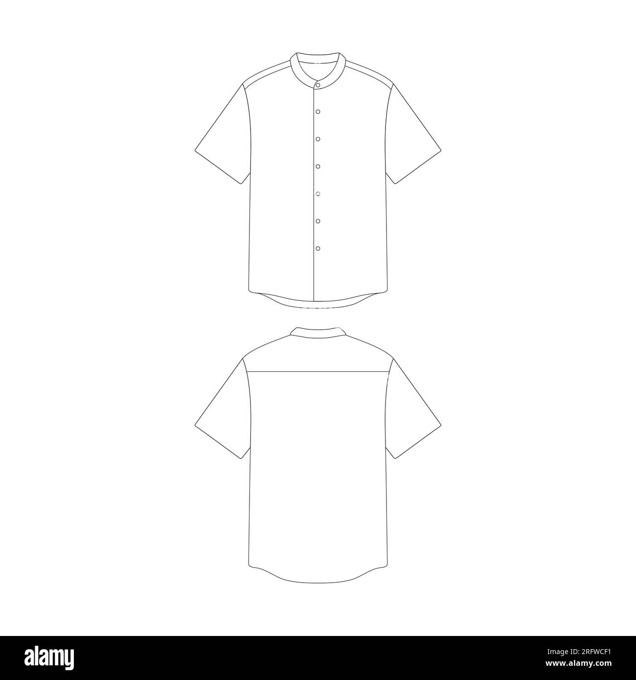 camicia con collo modello granddad, disegno vettoriale, design piatto, delinea la collezione di abbigliamento Illustrazione Vettoriale