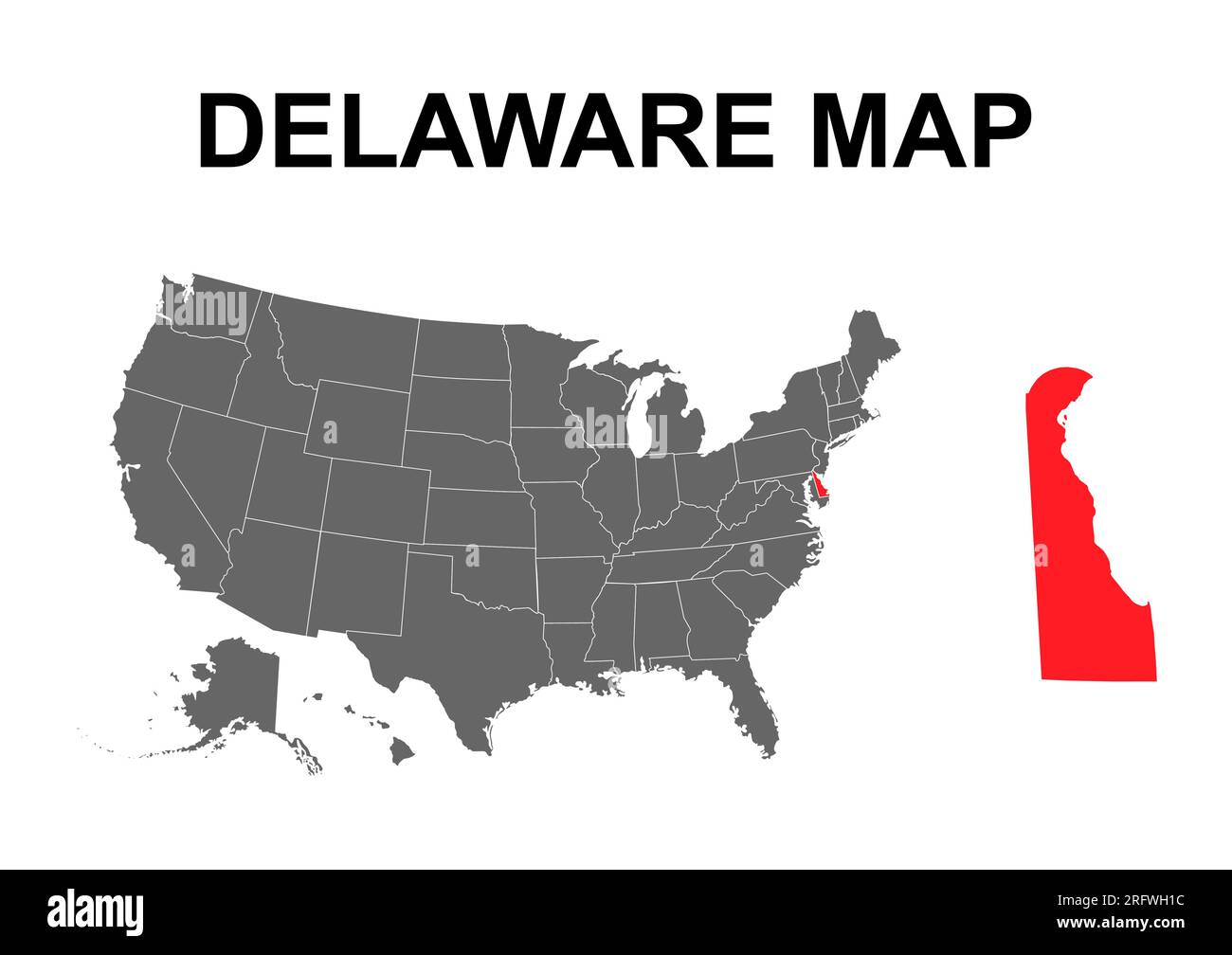 Forma della mappa del Delaware, stati uniti d'america. Icona Flat Concept illustrazione vettoriale . Illustrazione Vettoriale