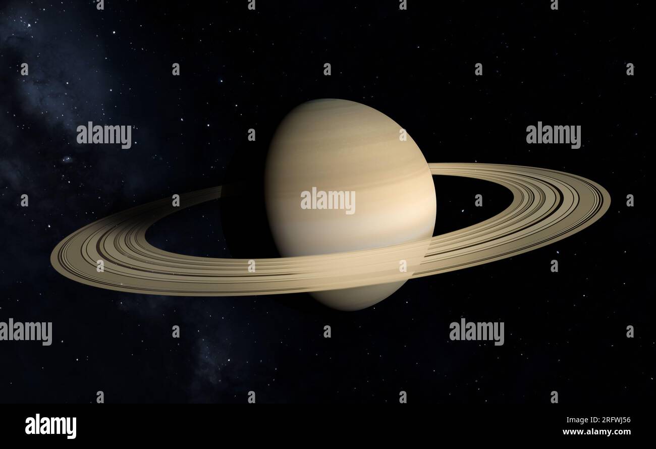 Saturno gigante gassoso con il suo maestoso sistema ad anello. Foto Stock