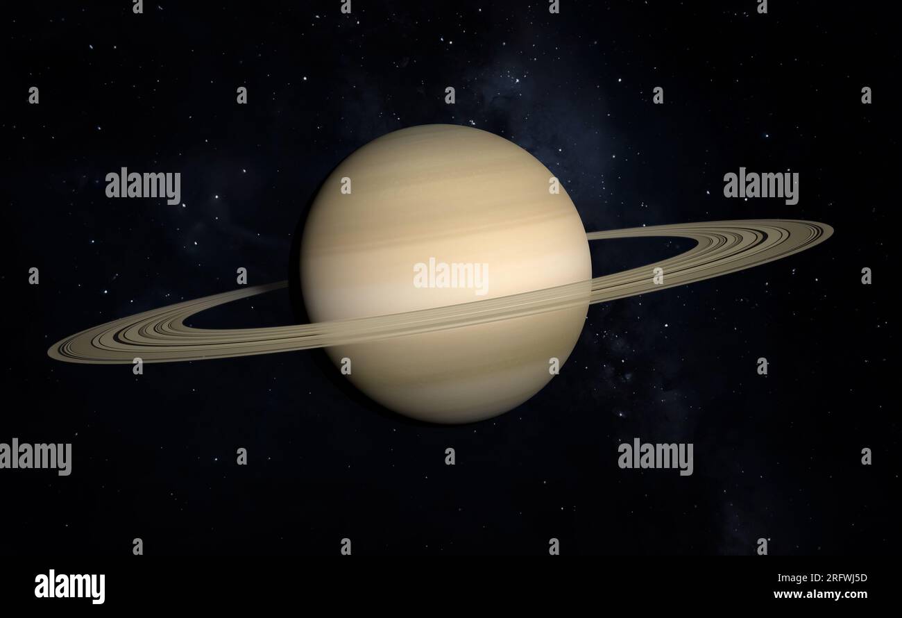 Saturno gigante gassoso con il suo maestoso sistema ad anello. Foto Stock