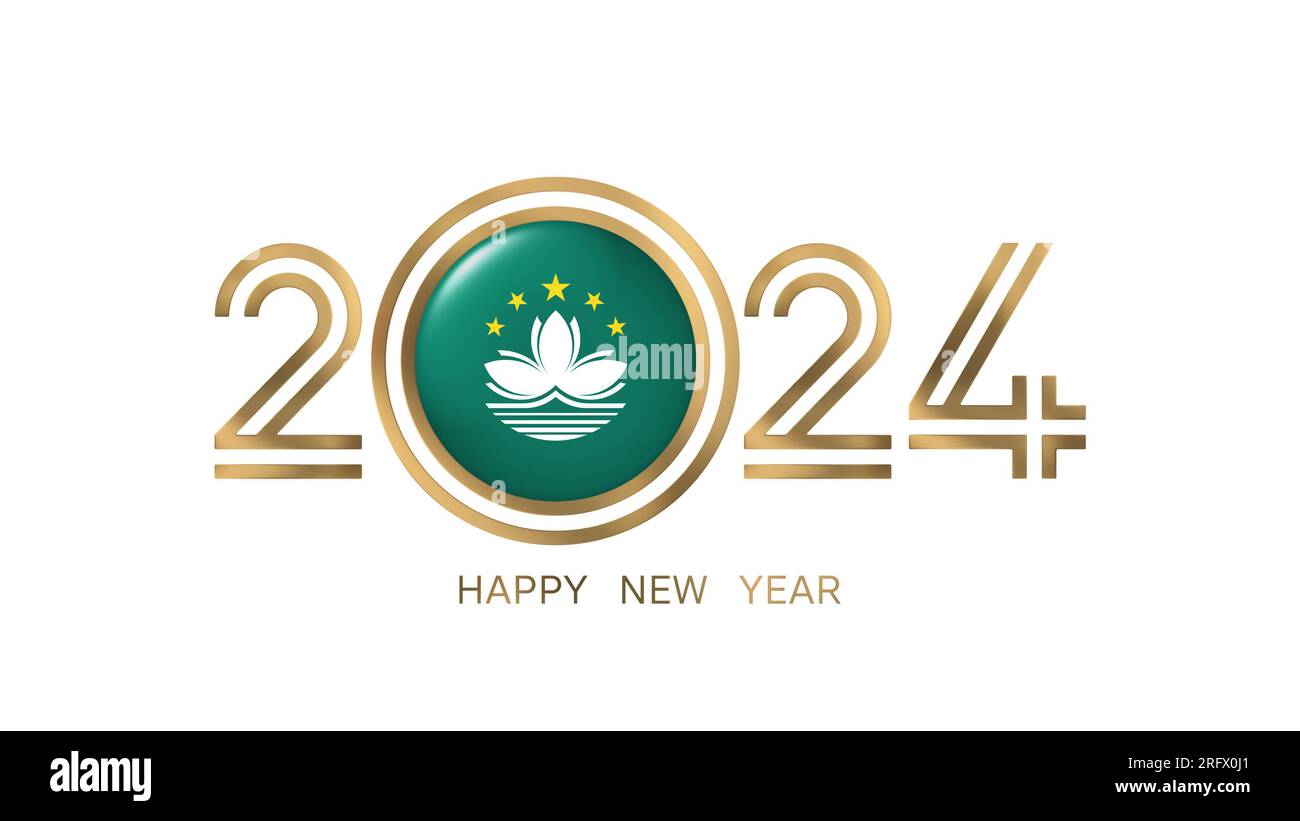 Buon anno 2024, bandiera di Macao Foto Stock