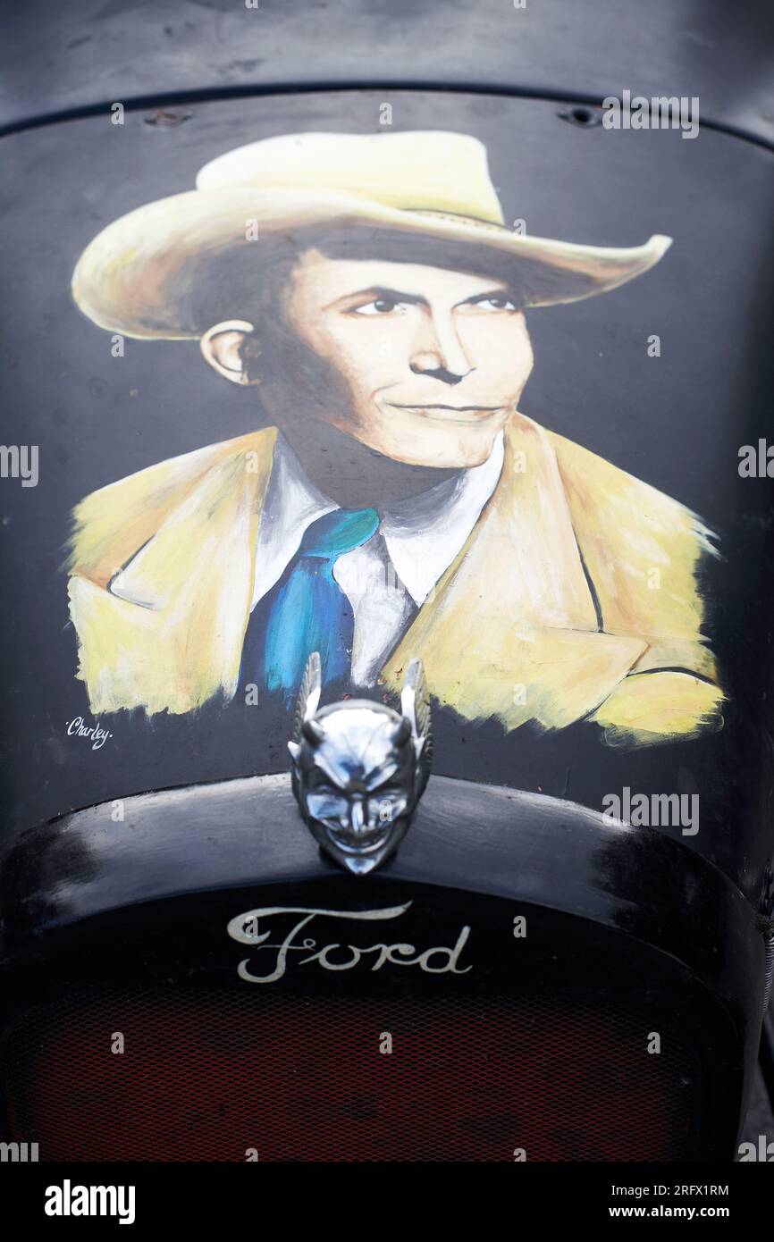 Hillbilly Hot Rod con cappuccio dipinto all'Hot Rod Hayride, Regno Unito Foto Stock