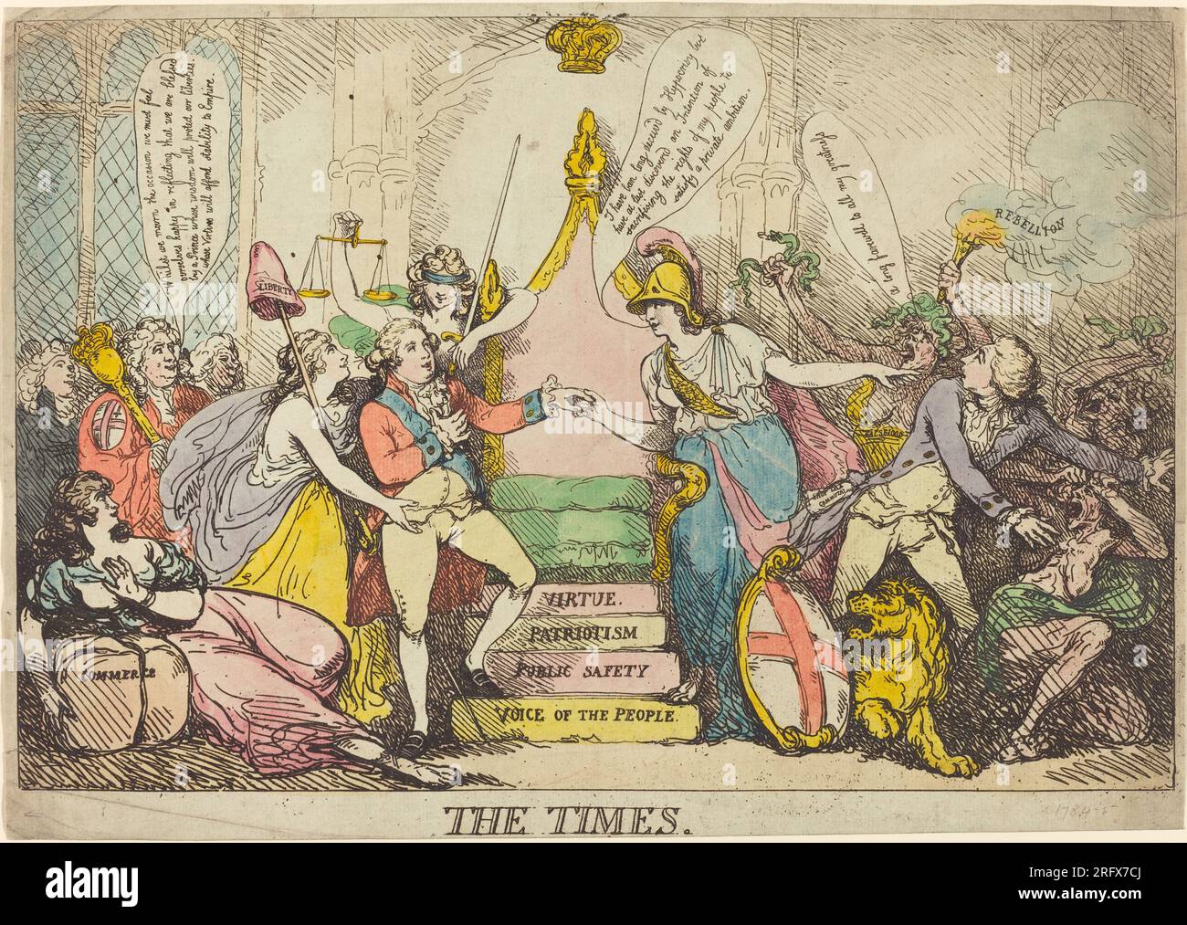 Thomas Rowlandson, The Times, probabilmente 1783, incisione colorata a mano, Rosenwald Collection, 1945,5,131' Foto Stock
