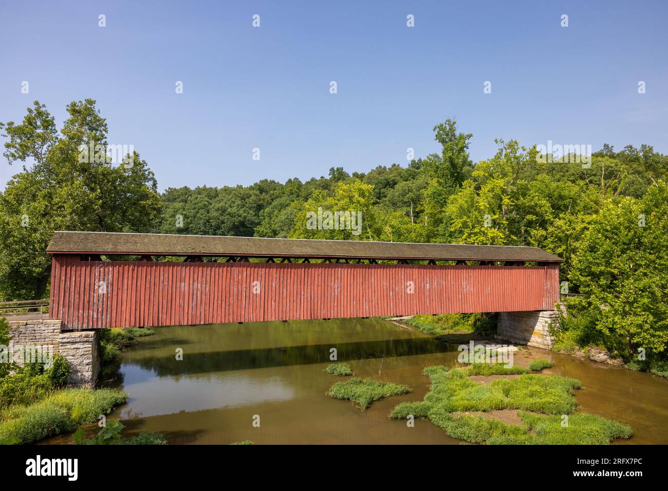 Cataract Covered Bridge su Mill Creek Foto Stock