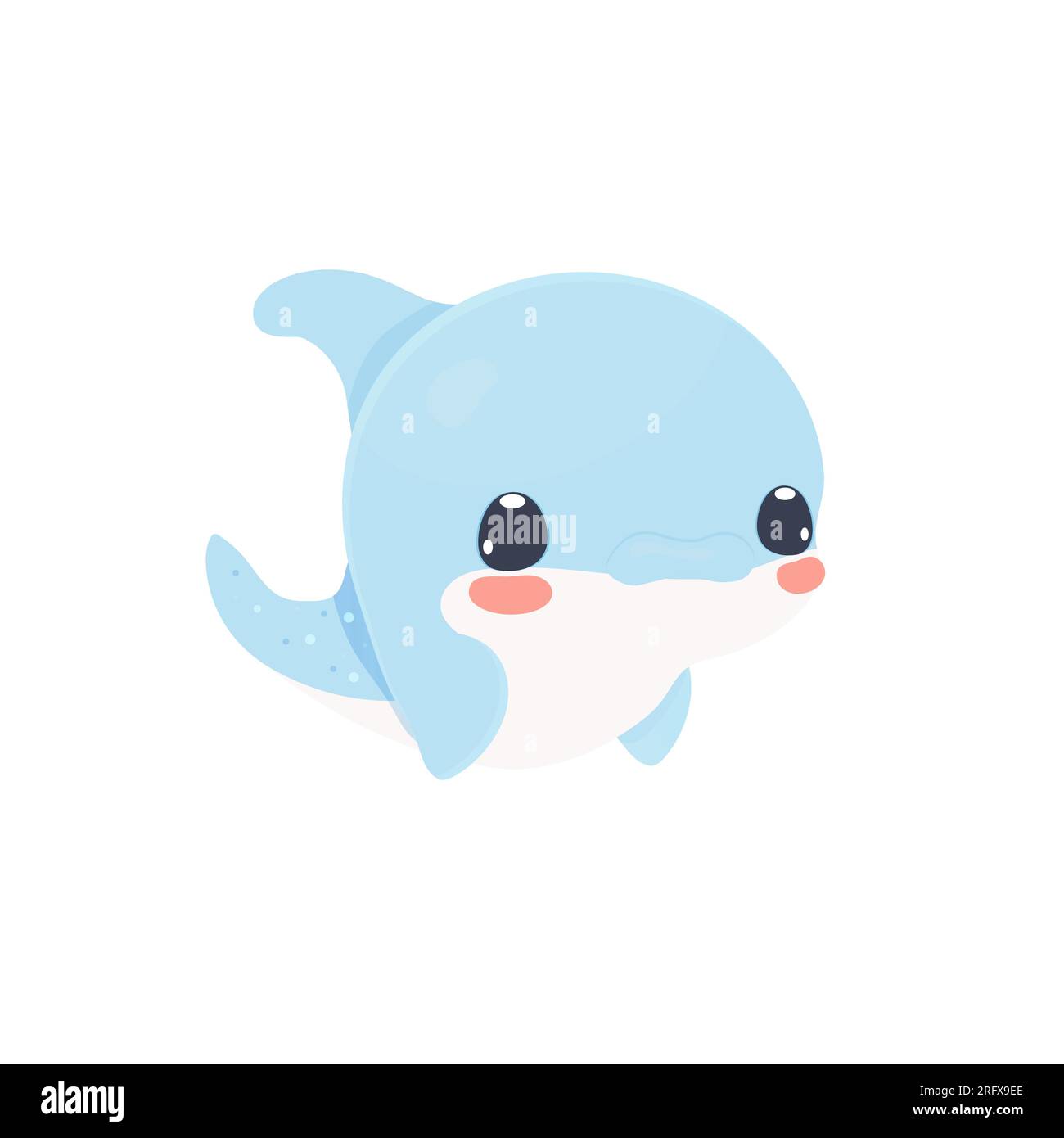 Illustrazione vettoriale dei delfini marini di Kawaii. Le creature marine si divertono sott'acqua Illustrazione Vettoriale