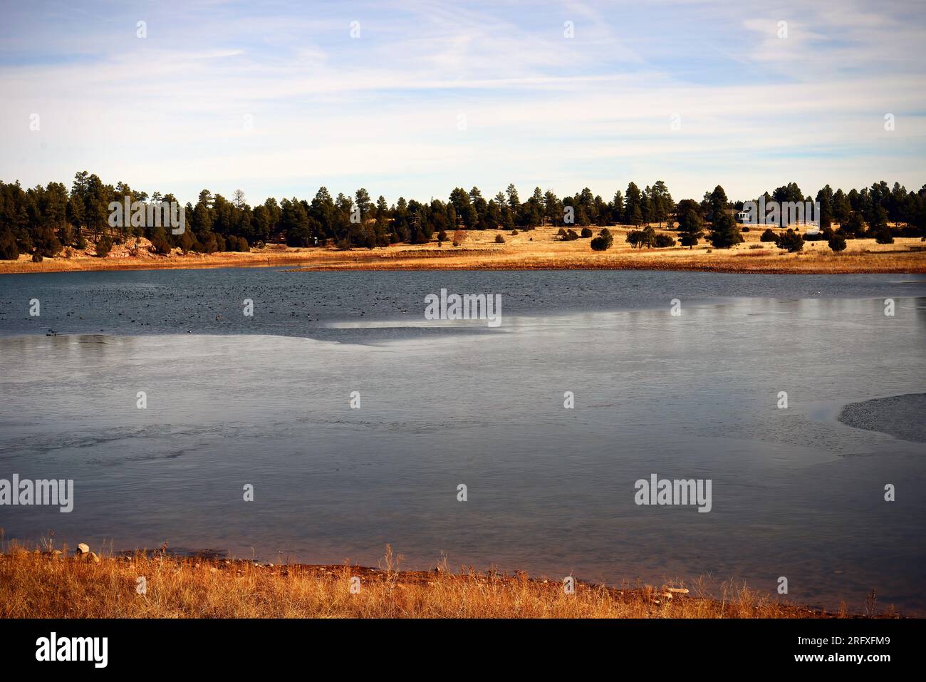 Splendida giornata al lago Fool Hollow sulle White Mountains dell'Arizona, vicino a Show Low Foto Stock