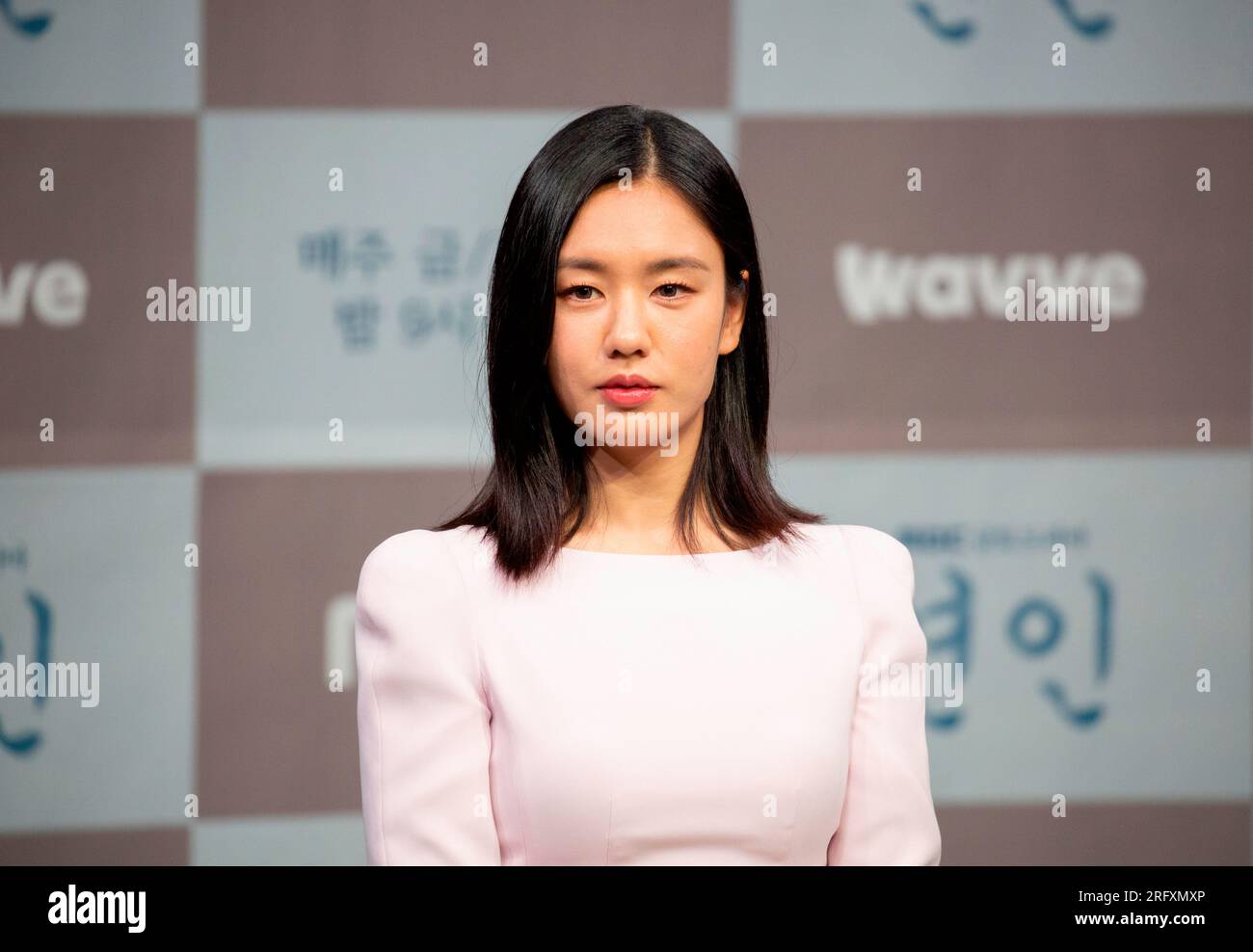 Ahn Eun-Jin, 4 agosto 2023: L'attrice sudcoreana Ahn Eun-Jin partecipa a una conferenza stampa per il dramma televisivo MBC 'My Dearest' al MBC di Seoul, Corea del Sud. Il nuovo dramma ruota intorno a due amanti durante l'invasione Qing di Joseon nel XVII secolo. Crediti: Lee Jae-won/AFLO/Alamy Live News Foto Stock