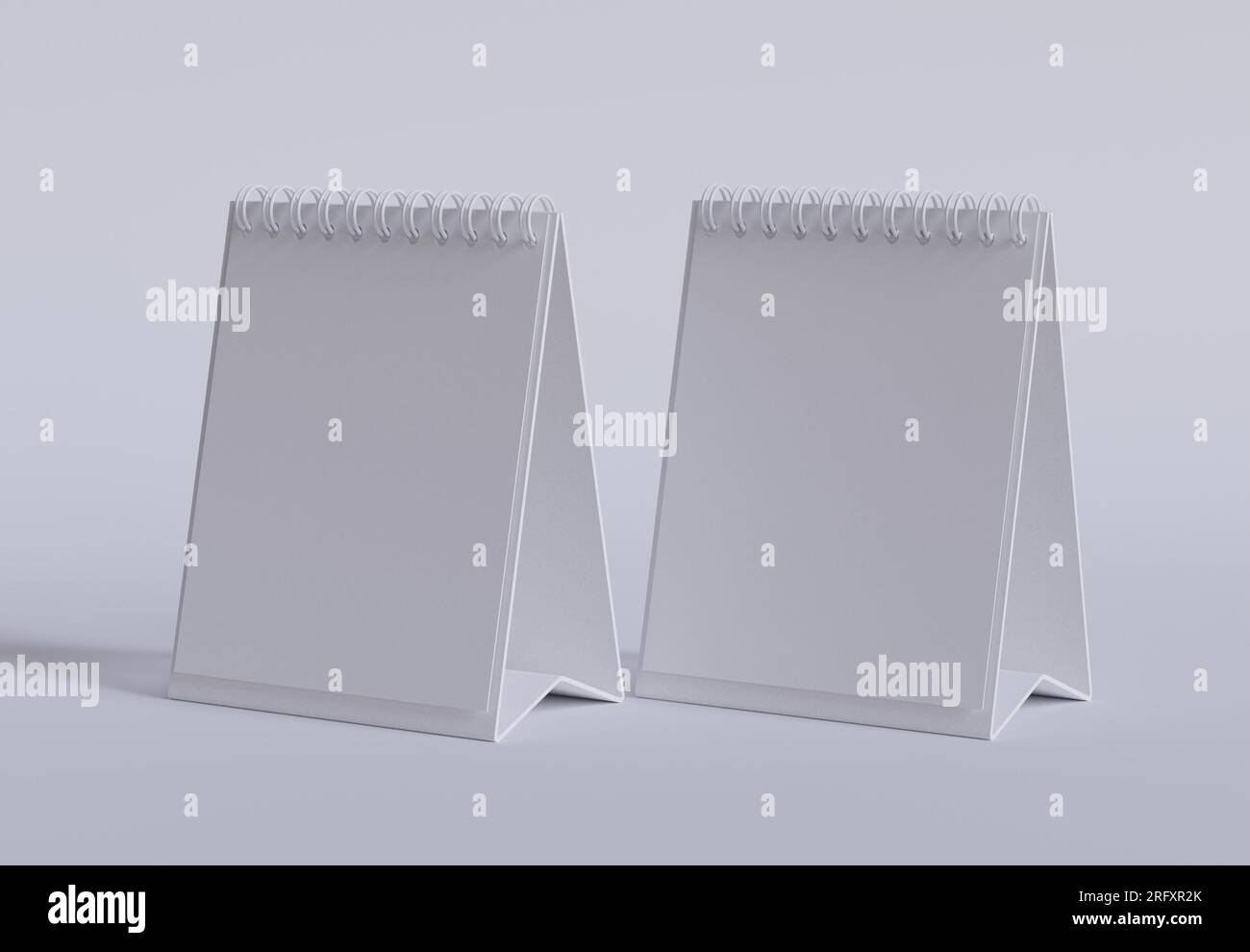 Set calendario da tavolo con rendering con software 3D, colore bianco e texture realistica Foto Stock
