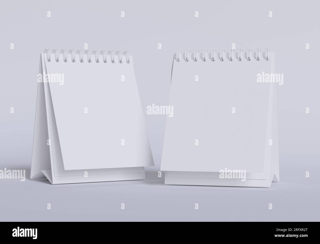 Set calendario da tavolo con rendering con software 3D, colore bianco e texture realistica Foto Stock