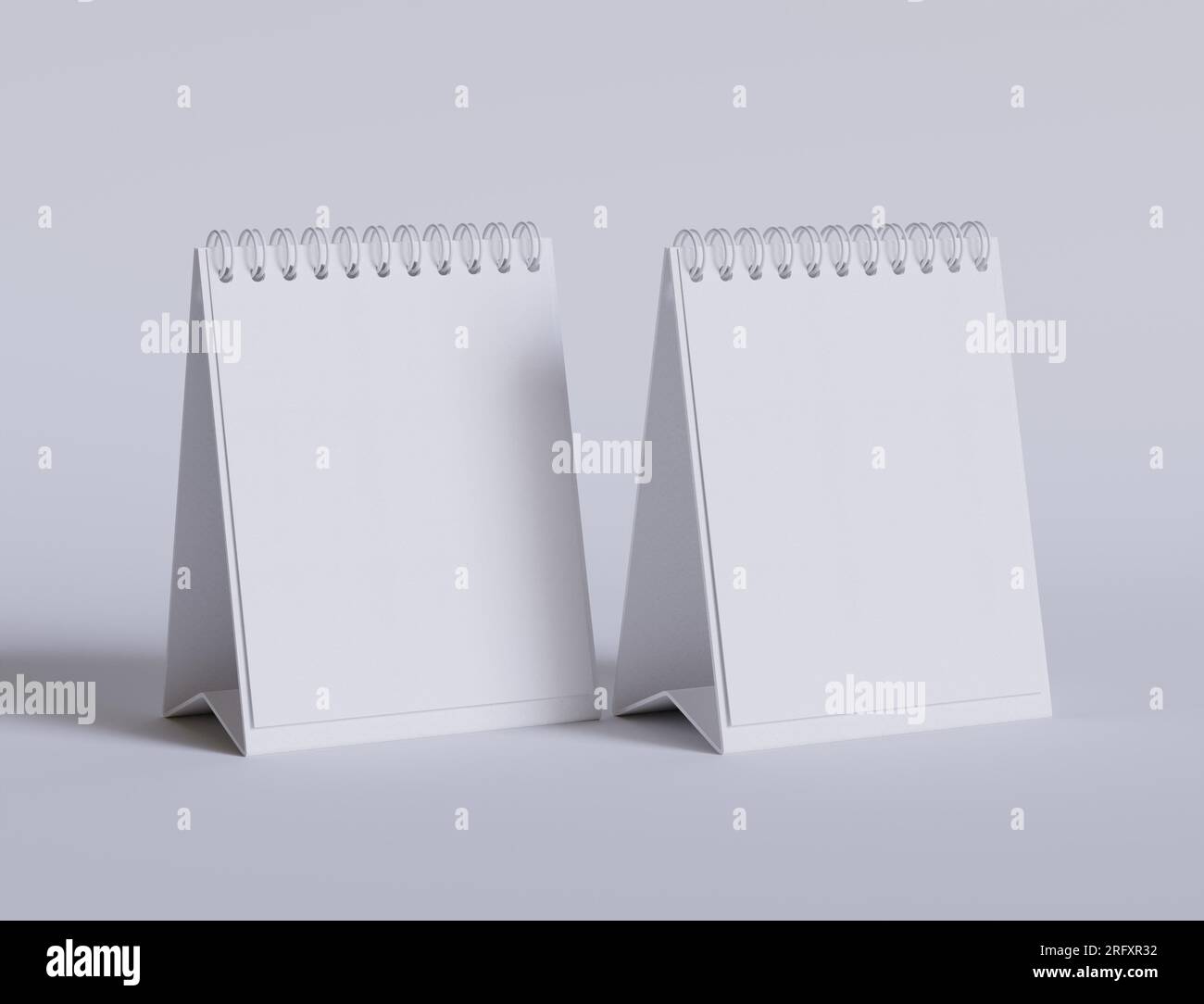 Set calendario da tavolo con rendering con software 3D, colore bianco e texture realistica Foto Stock
