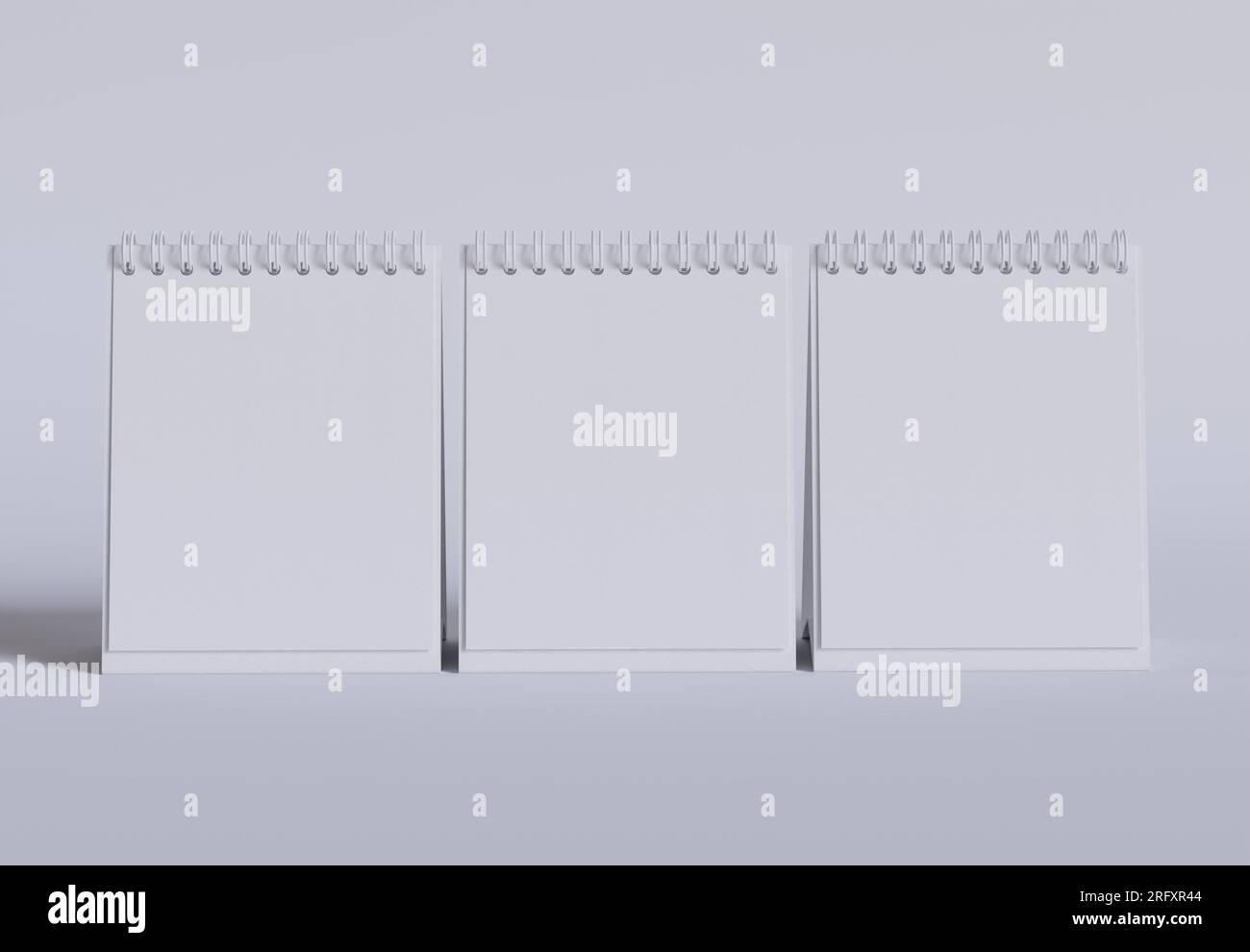 Set calendario da tavolo con rendering con software 3D, colore bianco e texture realistica Foto Stock