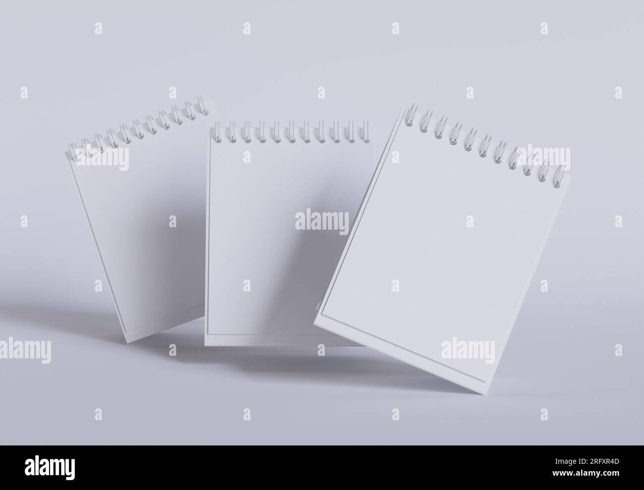 Set calendario da tavolo con rendering con software 3D, colore bianco e texture realistica Foto Stock