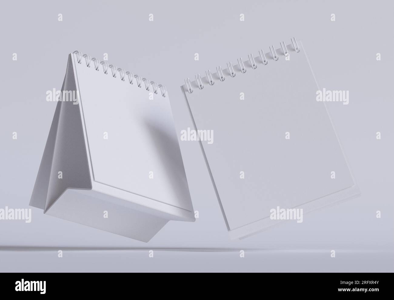 Set calendario da tavolo con rendering con software 3D, colore bianco e texture realistica Foto Stock