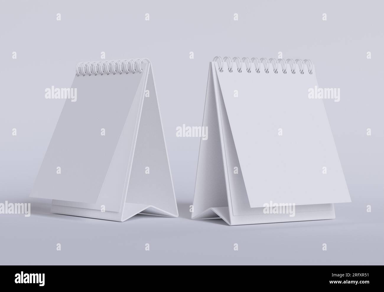 Set calendario da tavolo con rendering con software 3D, colore bianco e texture realistica Foto Stock