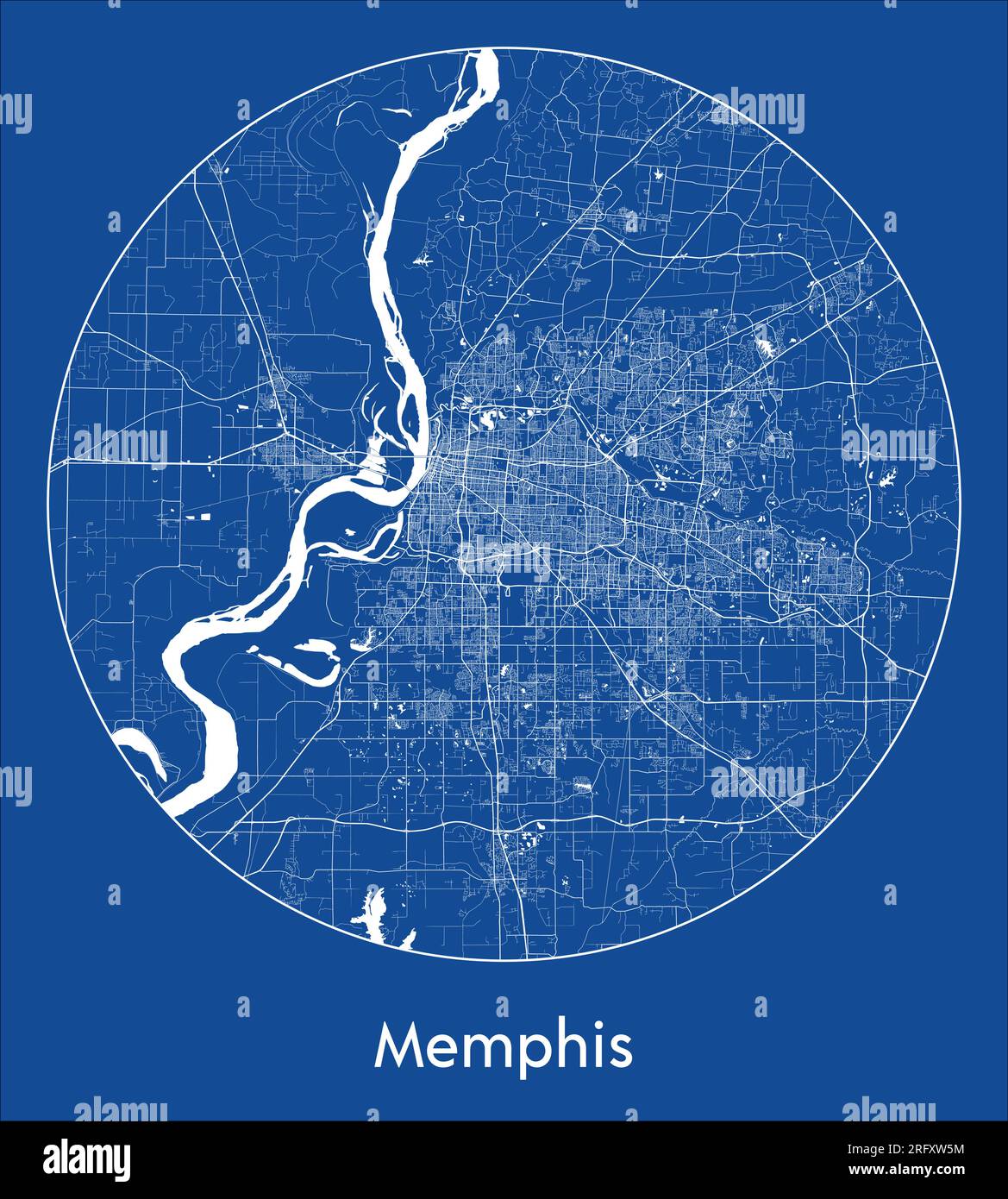 Mappa della città Delhi India Asia stampa blu circolare illustrazione vettoriale Illustrazione Vettoriale