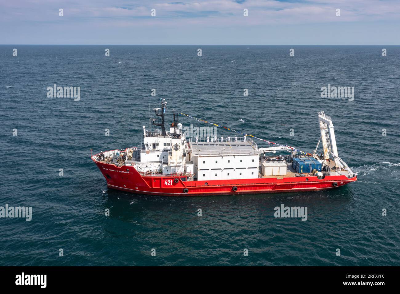 Nessebar, Burgas, Bulgaria - 08.02.2023, nave bulgara di ricerca scientifica 'St Cyril e Methodius Foto Stock