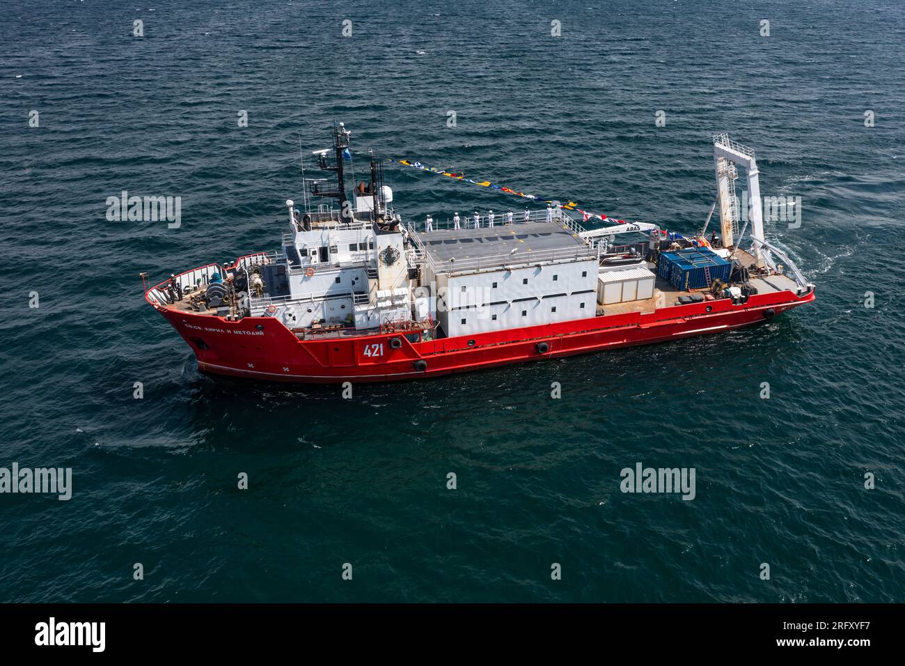 Nessebar, Burgas, Bulgaria - 08.02.2023, nave bulgara di ricerca scientifica 'St Cyril e Methodius Foto Stock