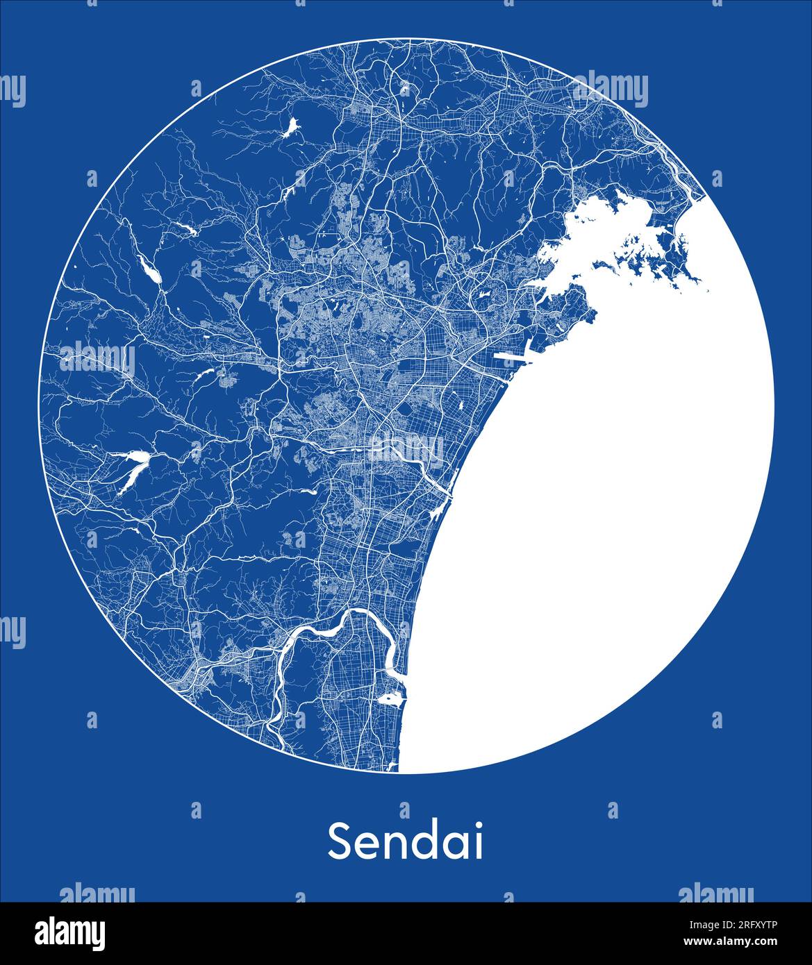 Mappa della città Tokyo Giappone Asia stampa blu circolare illustrazione vettoriale Illustrazione Vettoriale