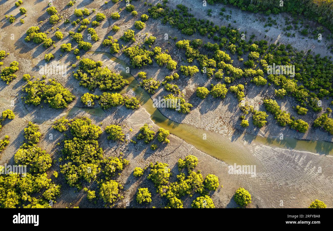 Il Great Sandy Strait in Australia separa il Queensland continentale da Fraser Island, da Hervey Bay a Inskip Point, turismo e pesca commerciale, MAN Foto Stock