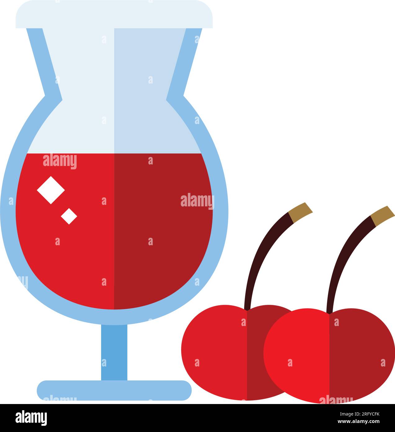 Birra alla ciliegia nell'icona wineglass Illustrazione Vettoriale