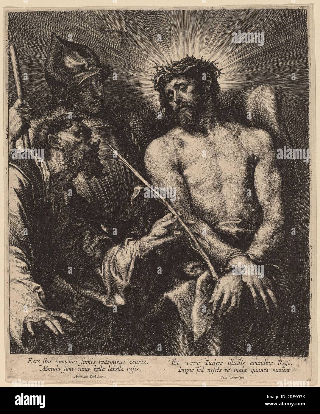 Sir Anthony van Dyck e attribuito a Lucas Emil Vorsterman, Cristo coronato di spine, probabilmente 1630, incisione e incisione, Collezione Rosenwald, 1944.14.67. Foto Stock