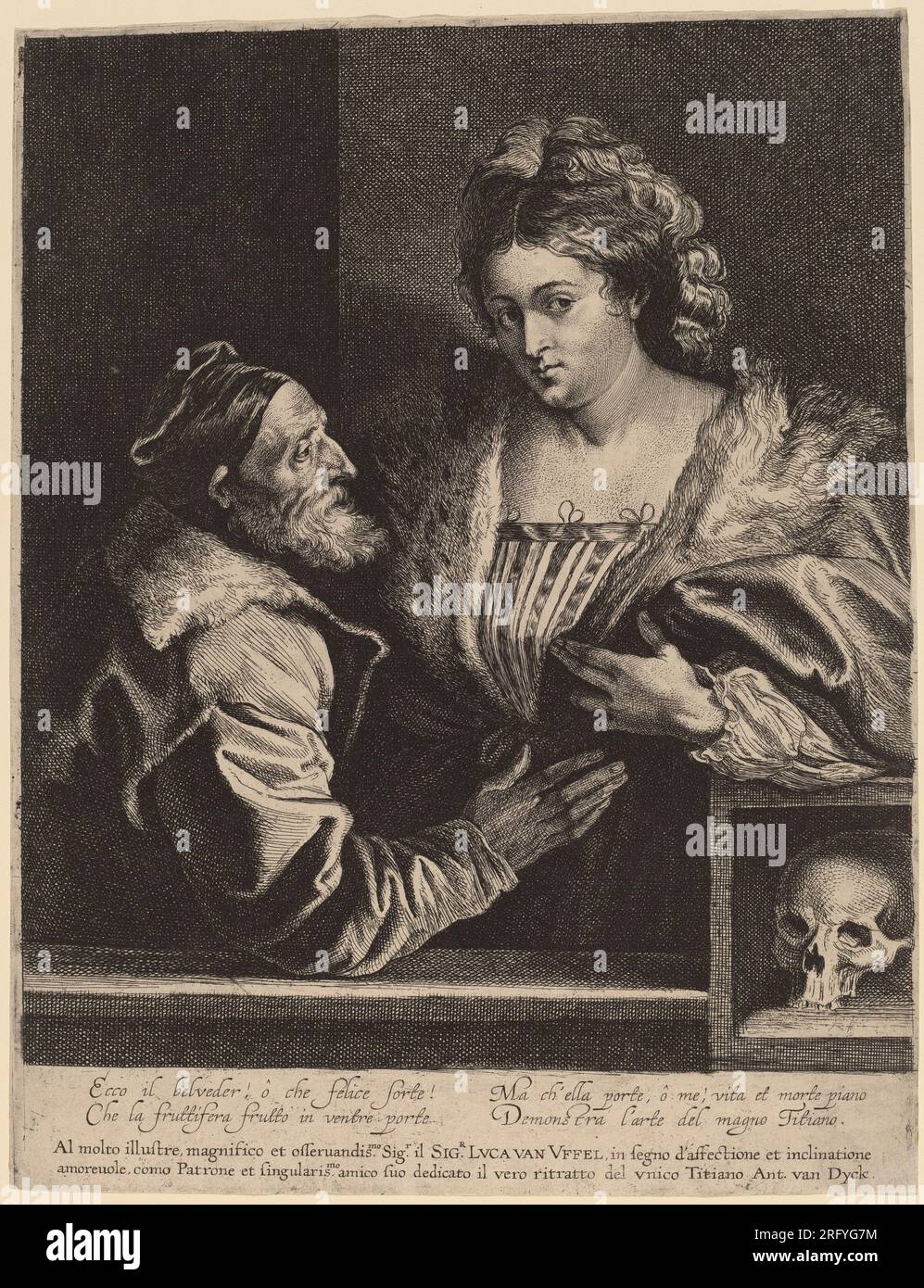 Sir Anthony van Dyck e attribuito a Lucas Emil Vorsterman dopo Tiziano, Tiziano e sua padrona, probabilmente 1630, incisione e incisione, Rosenwald Collection, 1944.14.68. Foto Stock
