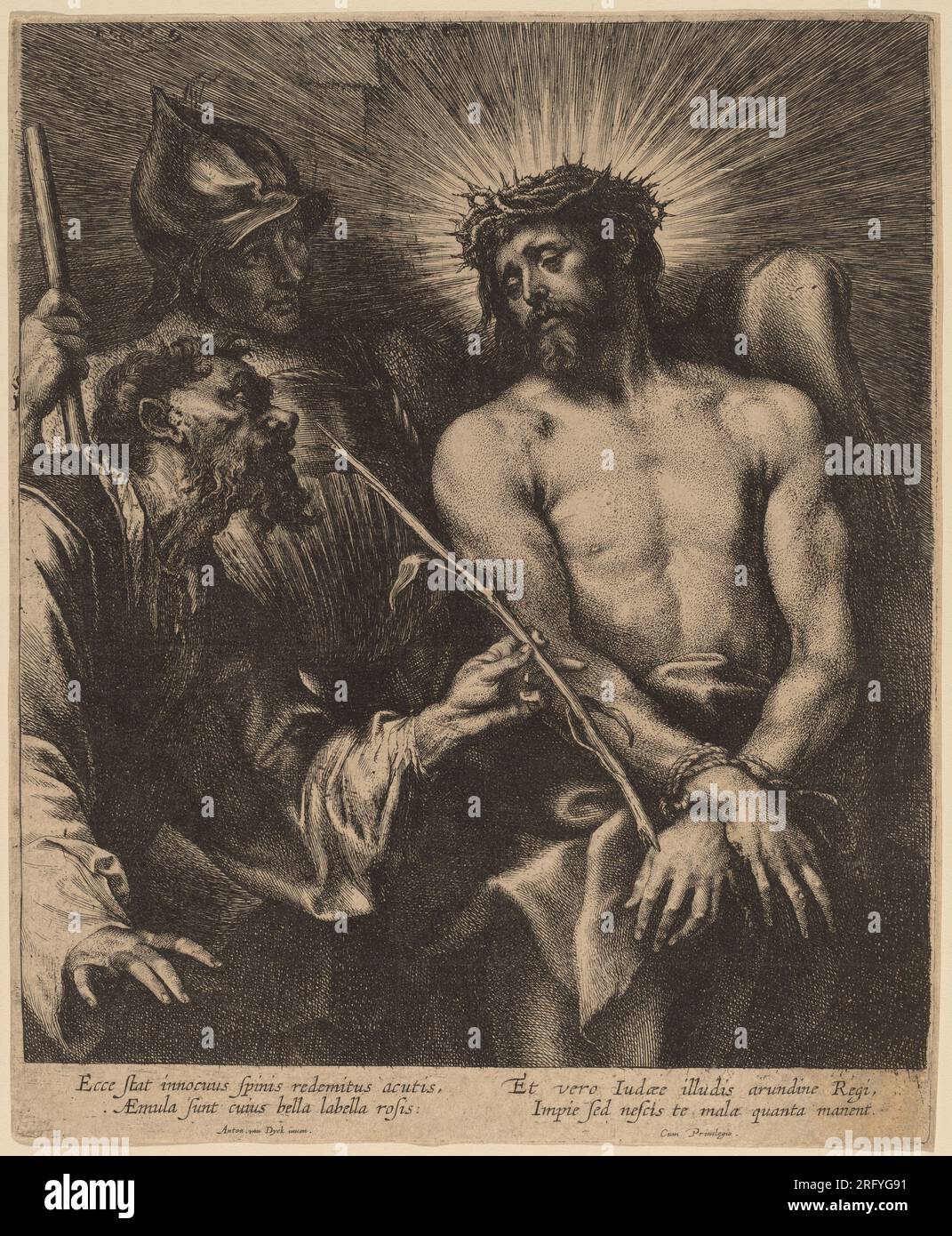 Sir Anthony van Dyck e attribuito a Lucas Emil Vorsterman, Cristo incoronato con spine, probabilmente 1630, incisione e incisione, dono di Addie Burr Clark, 1946.9,252. Foto Stock