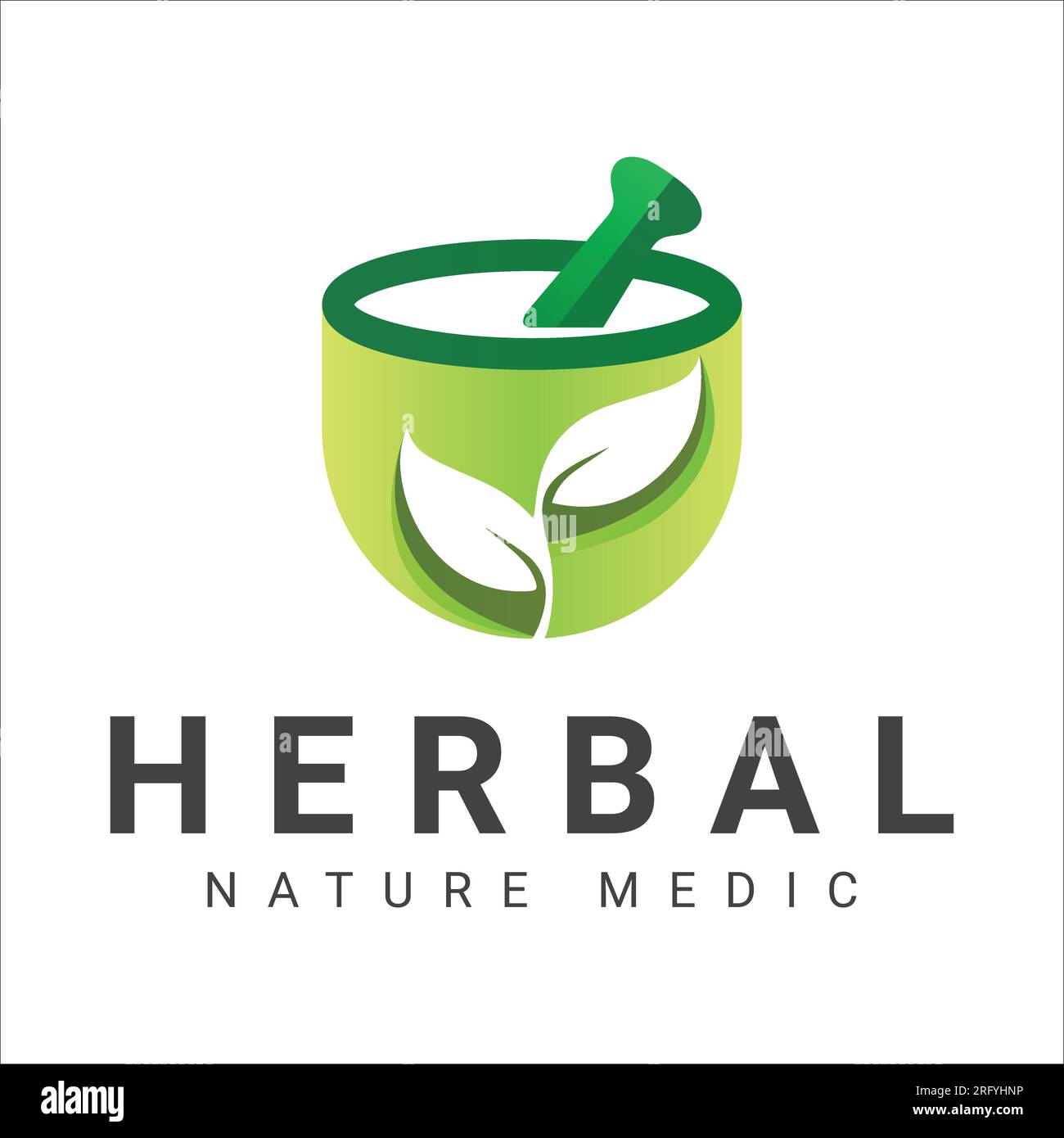 Logo a base di erbe Design omeopatico Medicina naturale foglia verde logotipo di erbe Illustrazione Vettoriale