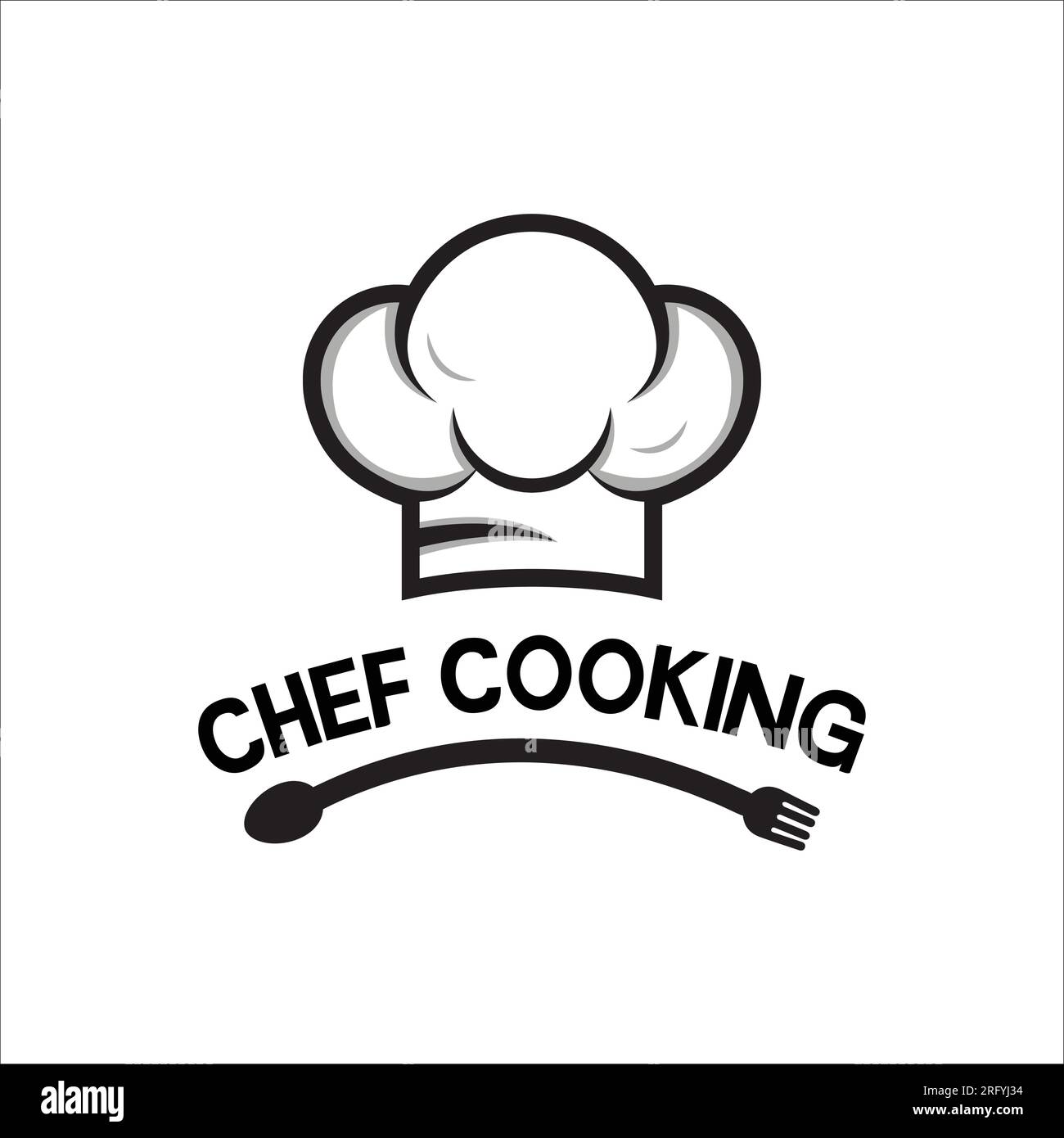 Chef Cooking Restaurant Logo Design Catering Chef Cap Fork e Spoon logotipo Cook Illustrazione Vettoriale