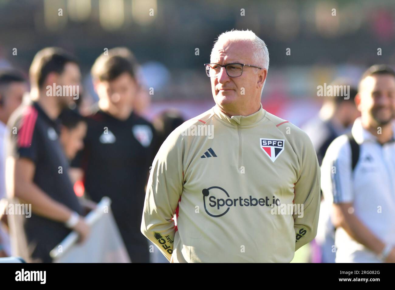 São Paulo (SP), 06 agosto - calcio/São PAULO-ATLÉTICO MG - Dorival Junior da São Paulo - partita tra São Paulo x Atlético MG, valida per la diciannovesima prova del Campionato brasiliano, tenutasi presso lo Staidum di Morumbi, zona sud di São Paolo, questa domenica pomeriggio 06. Foto Stock