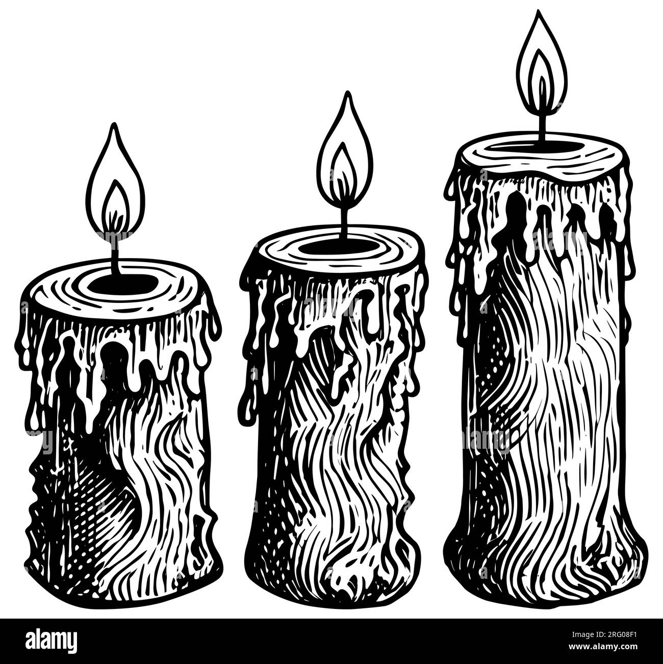 Set di candele Linocut Illustrazione Vettoriale