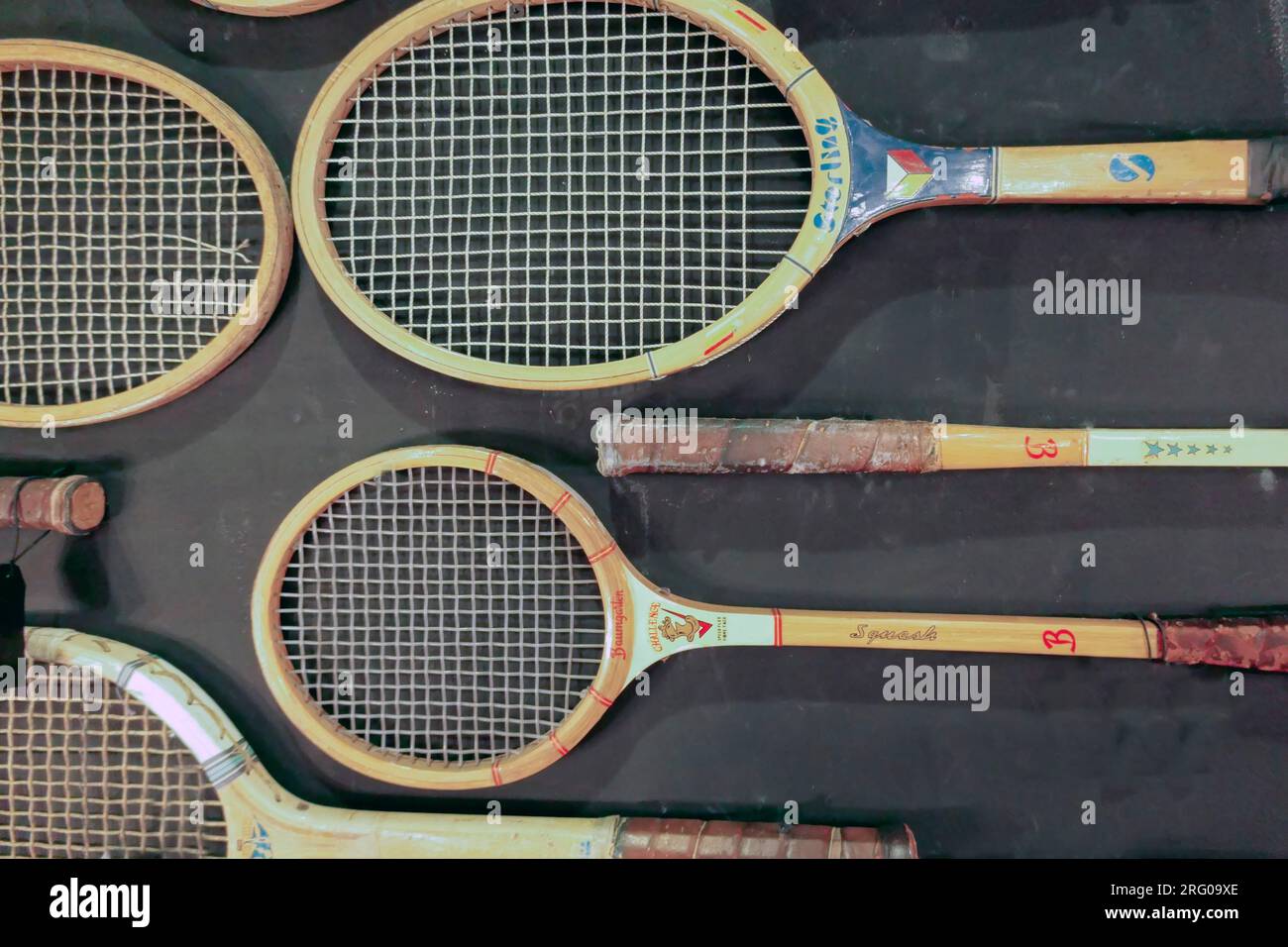 Raschietti da squash e tennis vintage Foto Stock